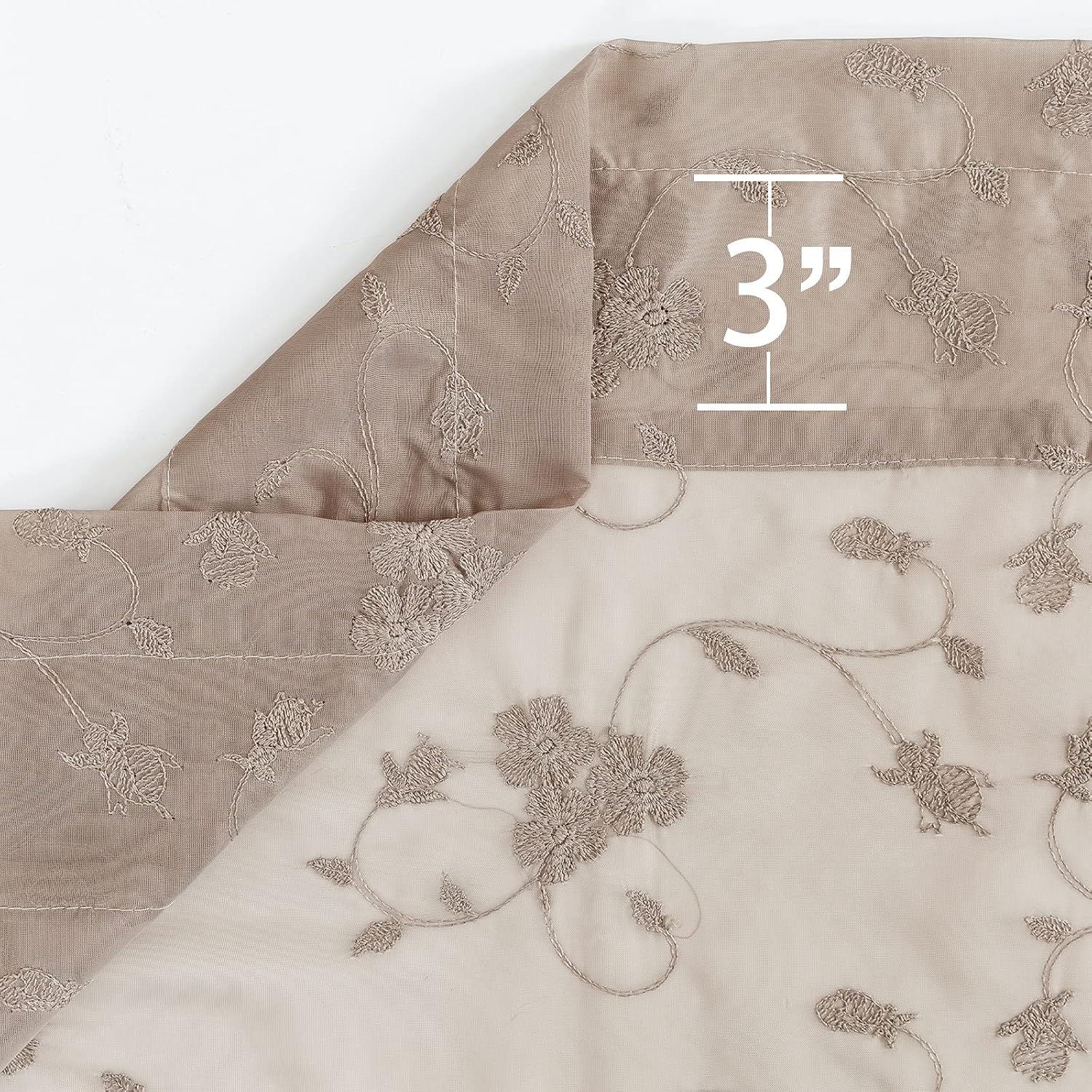 Lazzzy – Cortinas transparentes de gasa bordada con diseño floral