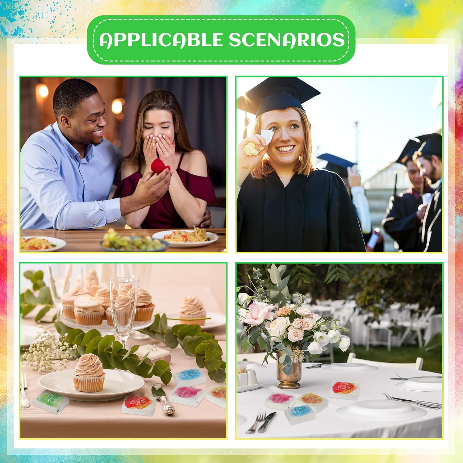 Inspiration Words – Pañuelos faciales de teñido anudado, pañuelos de viaje, tamaño de bolsillo, pañuelos faciales para invitados de graduación, 8