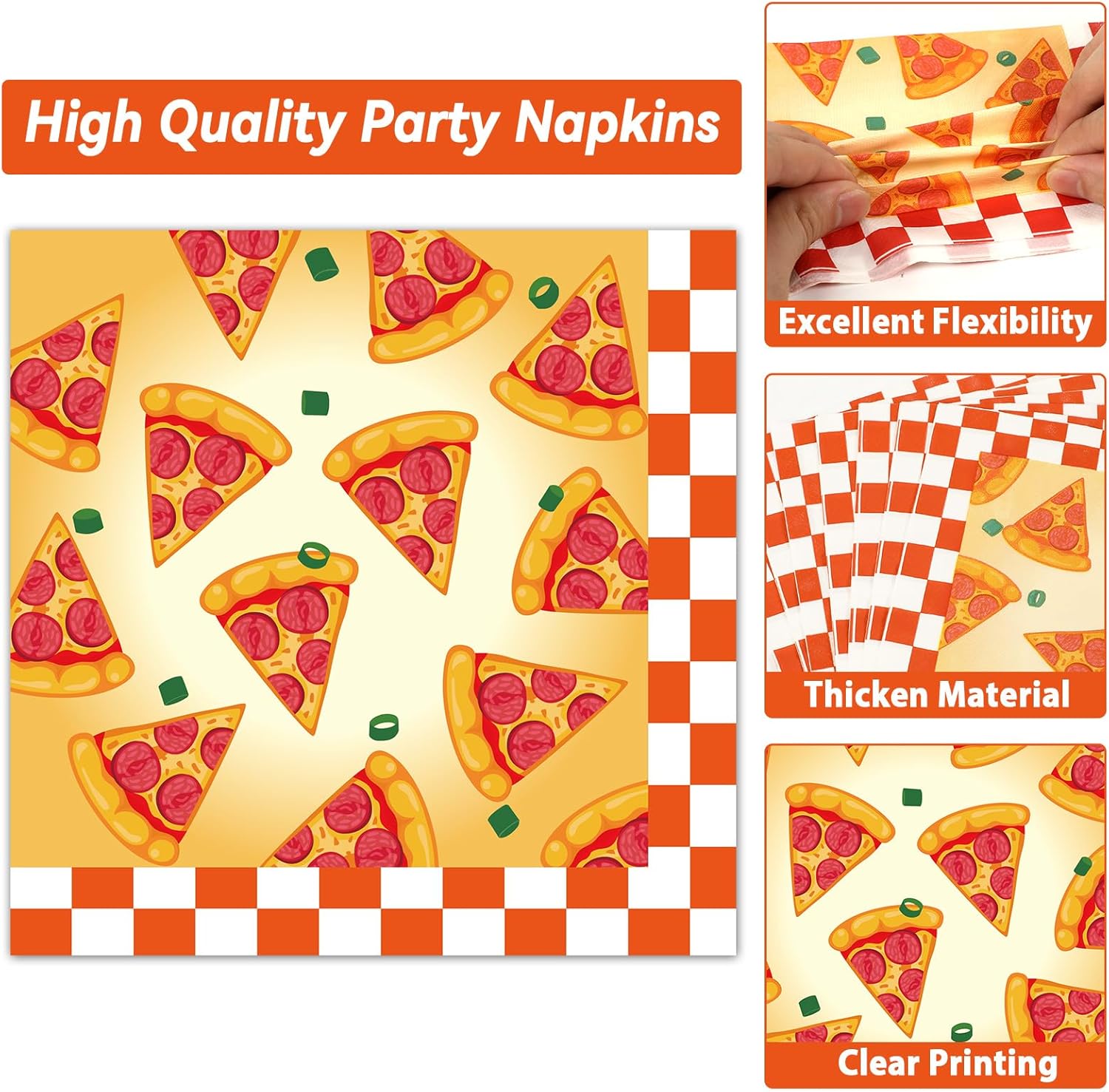 Qyeahkj Juego de platos y servilletas para fiesta de pizza, para 50 invitados, para fiestas de cumpleaños, decoración de vajilla para niños, niñas,