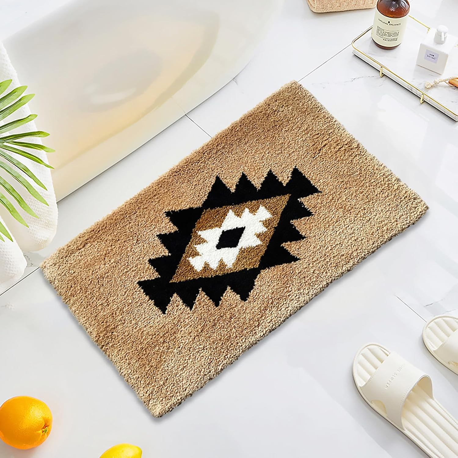 Tapetes de baño bohemios, antideslizantes, geométricos, esponjosos, suaves, absorbentes, para baño, ducha, fregadero, hogar, entrada, decoración