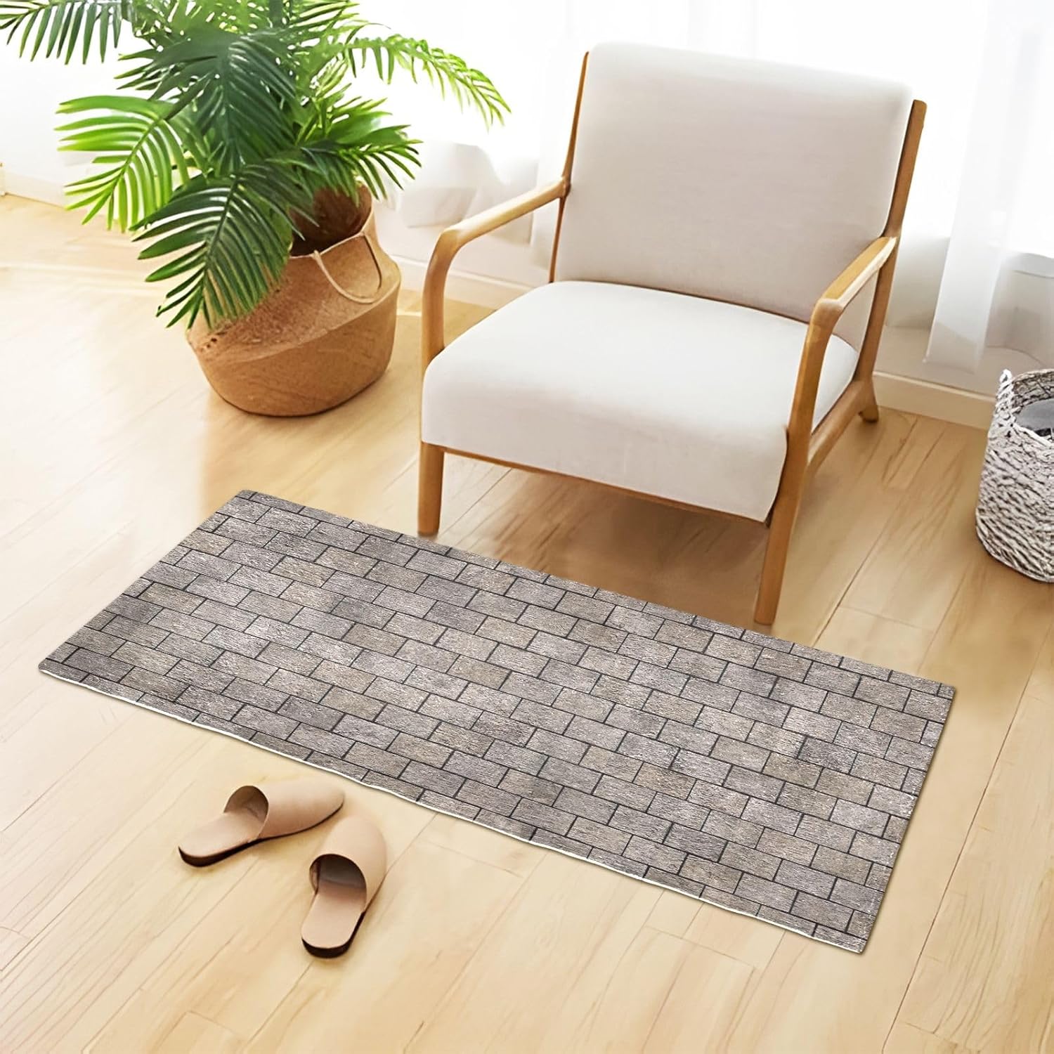 Old Brick Wall – Tapete de cocina con textura de pared, lavable a máquina, antideslizante, parte trasera de goma para baño, 39 x 20 pulgadas