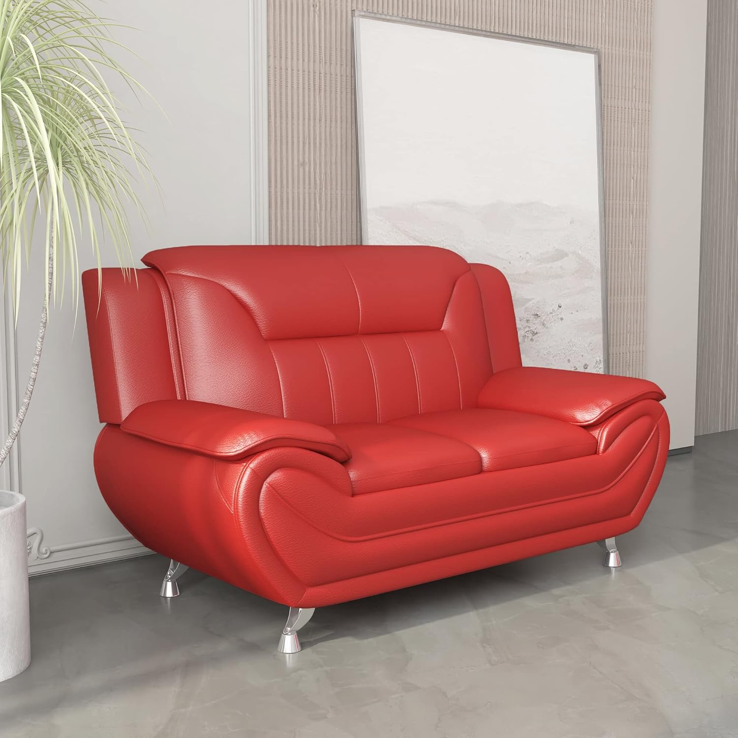 US Pride Furniture Michael Collection – Sofá de piel sintética de estilo moderno, versátil pieza decorativa de 2 plazas para sala de estar,