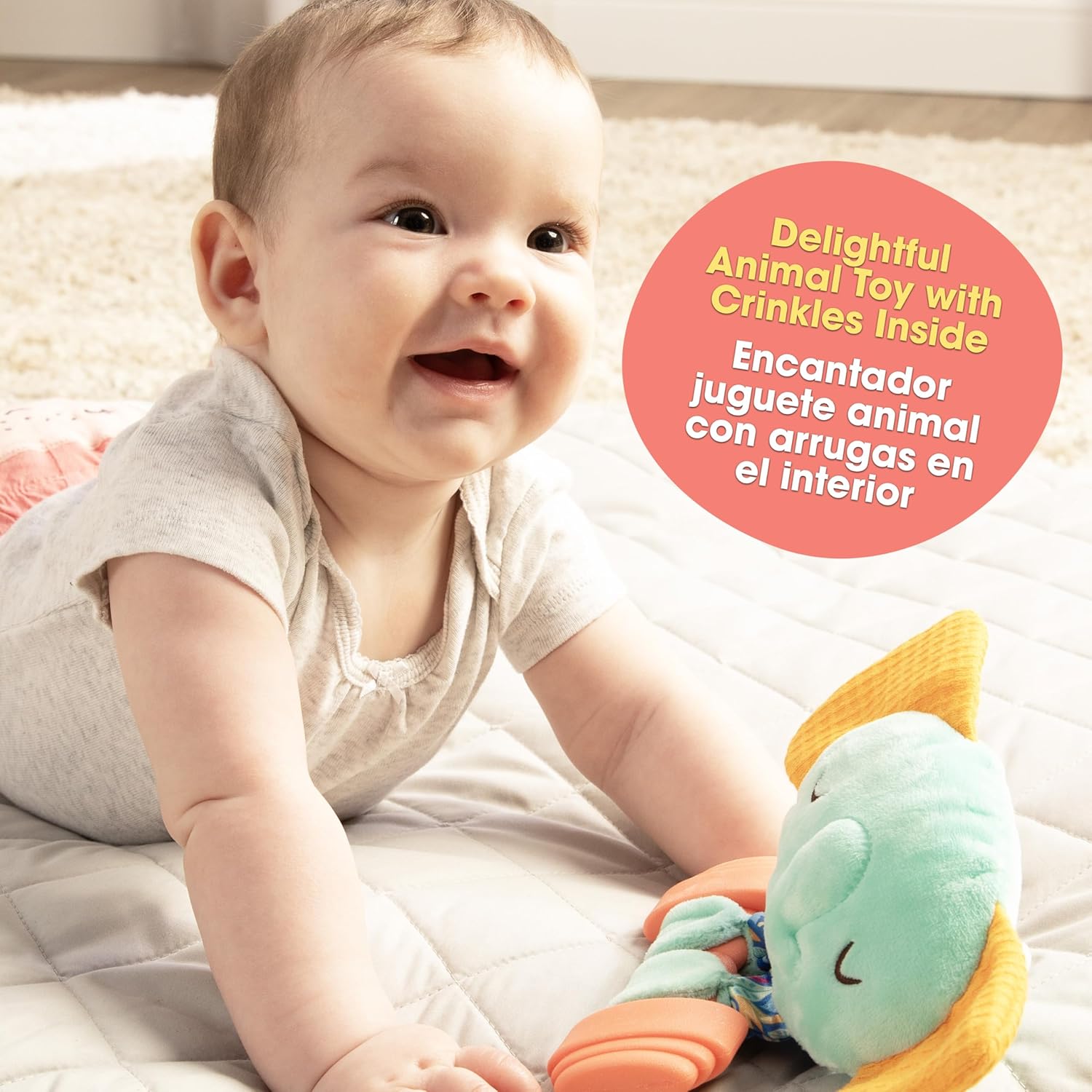 BEBE FUERTE Move & Groove Crinklie Elephant por Robin Arzon – Juguetes para bebés arrugados – Juguetes sensoriales para habilidades motoras finas –