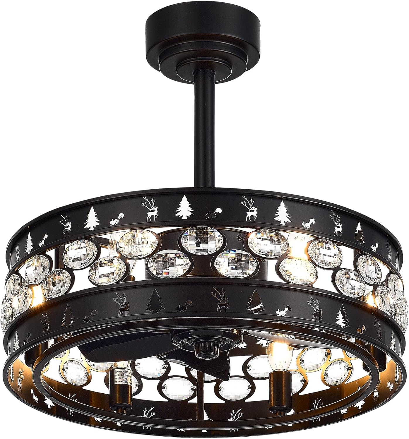Breezary Ventiladores de techo enjaulados de 20 pulgadas con control remoto de luz, 5 aspas reversibles, motor de CA silencioso, temporizador,