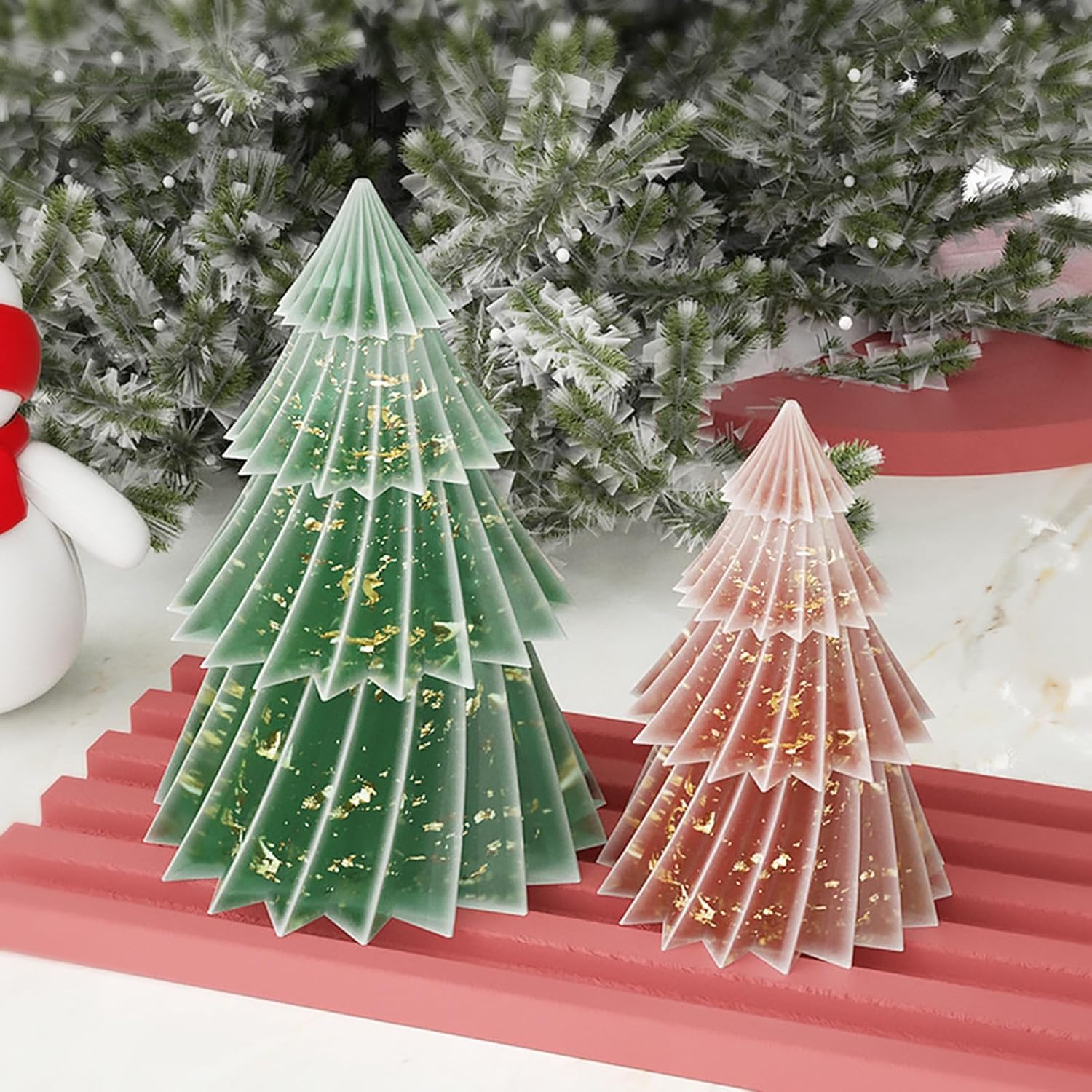 Molde de silicona para velas de árbol de Navidad, decoración pequeña de temporada, de grado alimenticio, resistente al calor, antiadherente, fácil