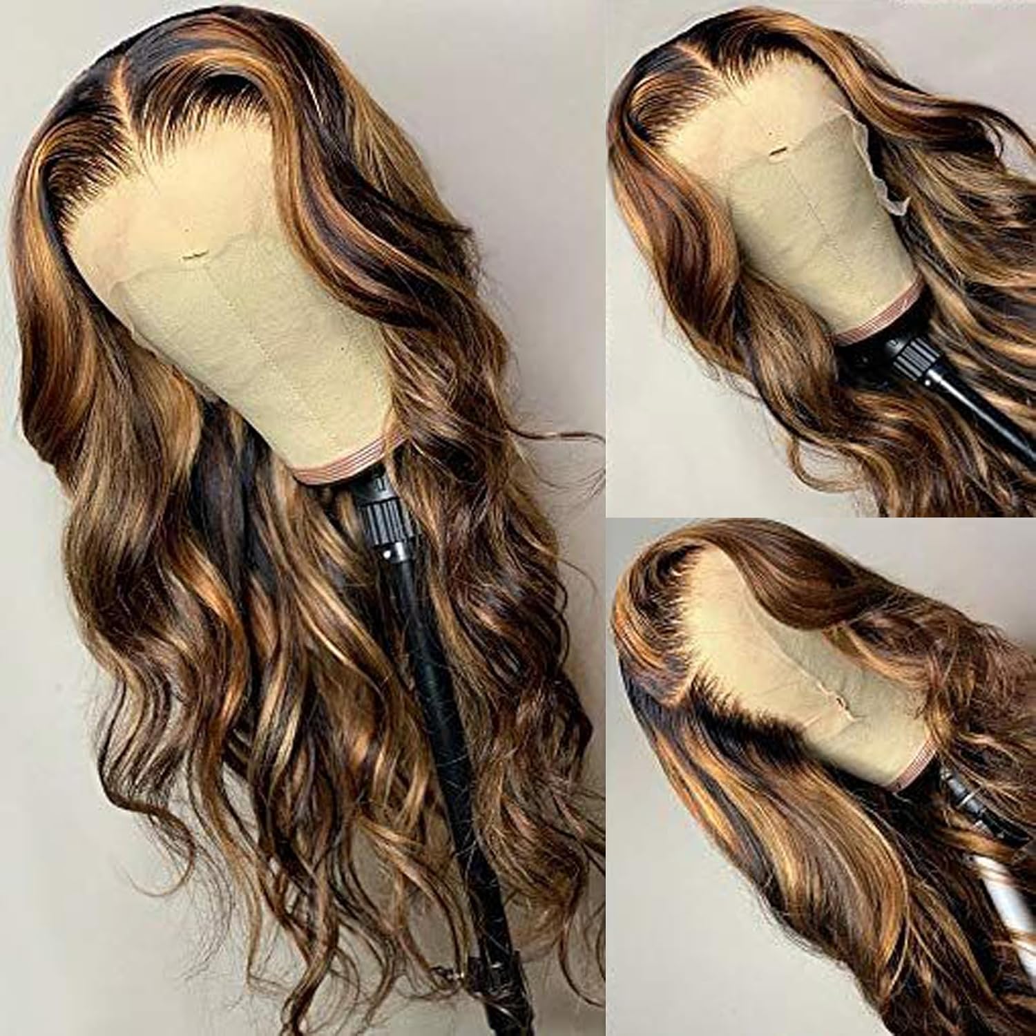 TXIXS Peluca de cabello humano rubio miel de 26 pulgadas con encaje frontal de 13 x 4, peluca de cabello humano prearrancado con abuelitos, 180% de