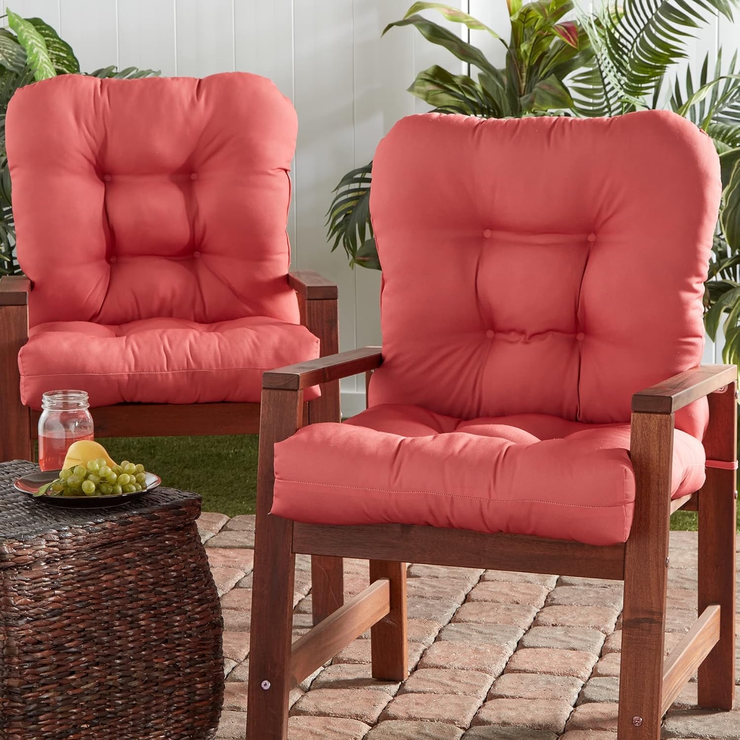 Greendale Home Fashions Juego de cojín para asiento y respaldo, 2 unidades (paquete de 1), color coral