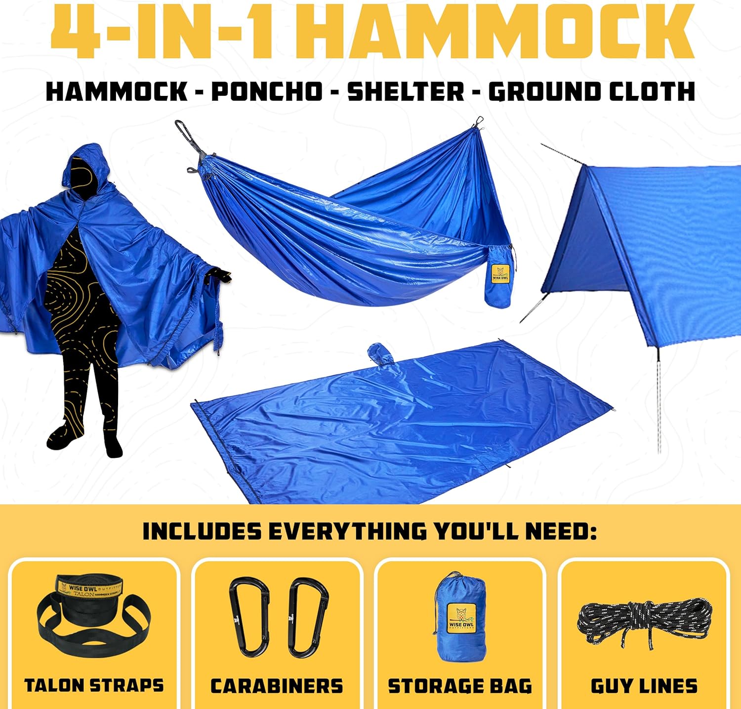 Wise Owl Outfitters – Hamaca 4 en 1 (azul marino)