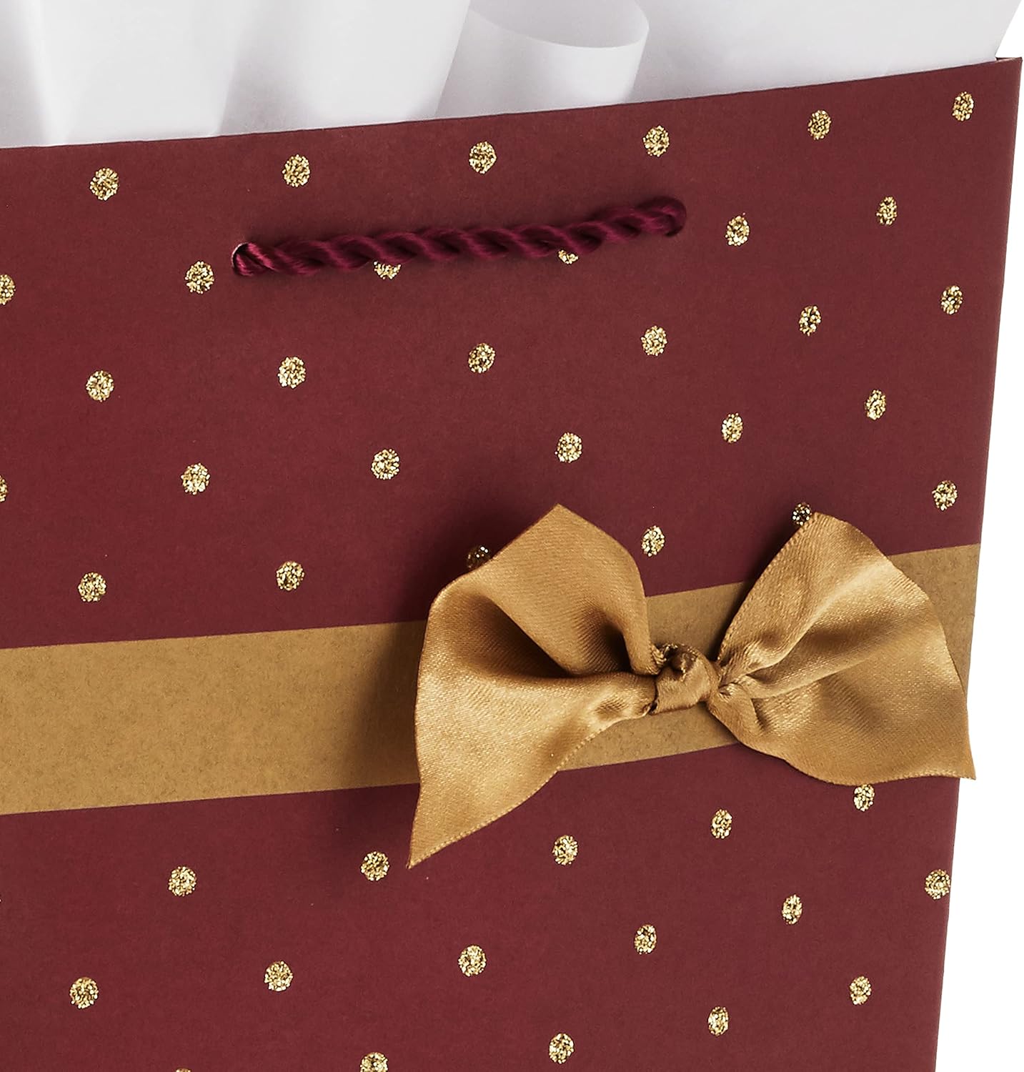 Hallmark Bolsa de regalo mediana de 9 pulgadas con papel de seda (trapezoide rojo con purpurina dorada y cinta) para el día de San Valentín,