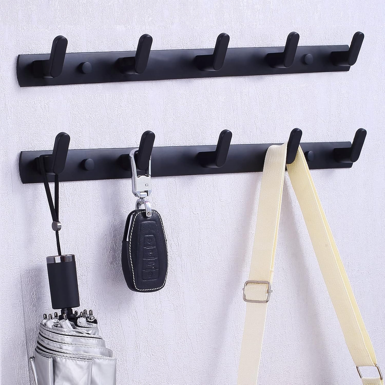 Perchero montado en la pared, ganchos negros, ganchos modernos montados en la pared para bolsos, toallas, perchero de pared para