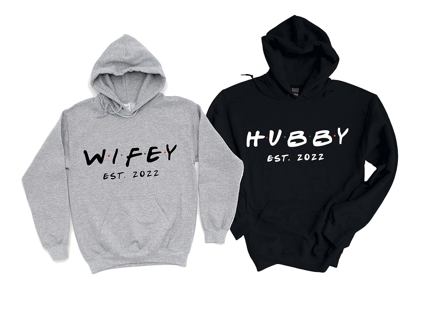 Matching Personalized Wife and Husband Sweatshirts, Customized Date Valentine’s Day Sweaters, Wedding Anniversary Gifts, Married Couple and Bride