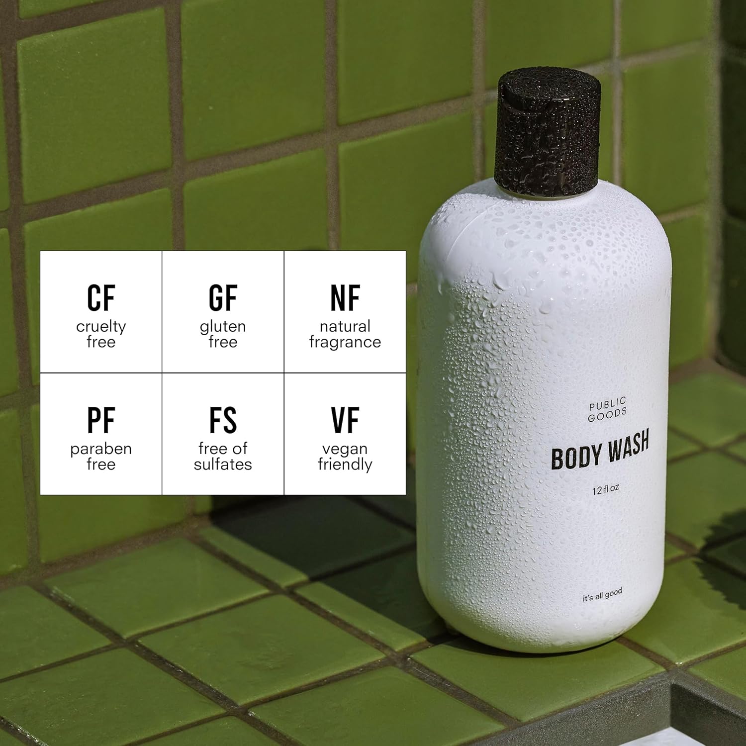 Public Goods Gel de baño para hombres y mujeres  Jabón natural para baño y ducha  Exfoliante corporal hecho con aceites esenciales orgánicos  Sin