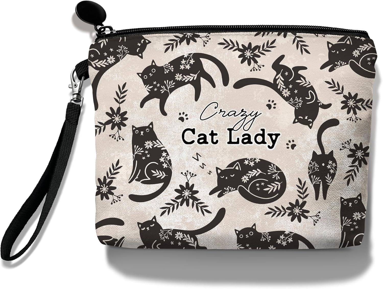 Bolsa de maquillaje de viaje, Negro -, Crazy Cat Lady