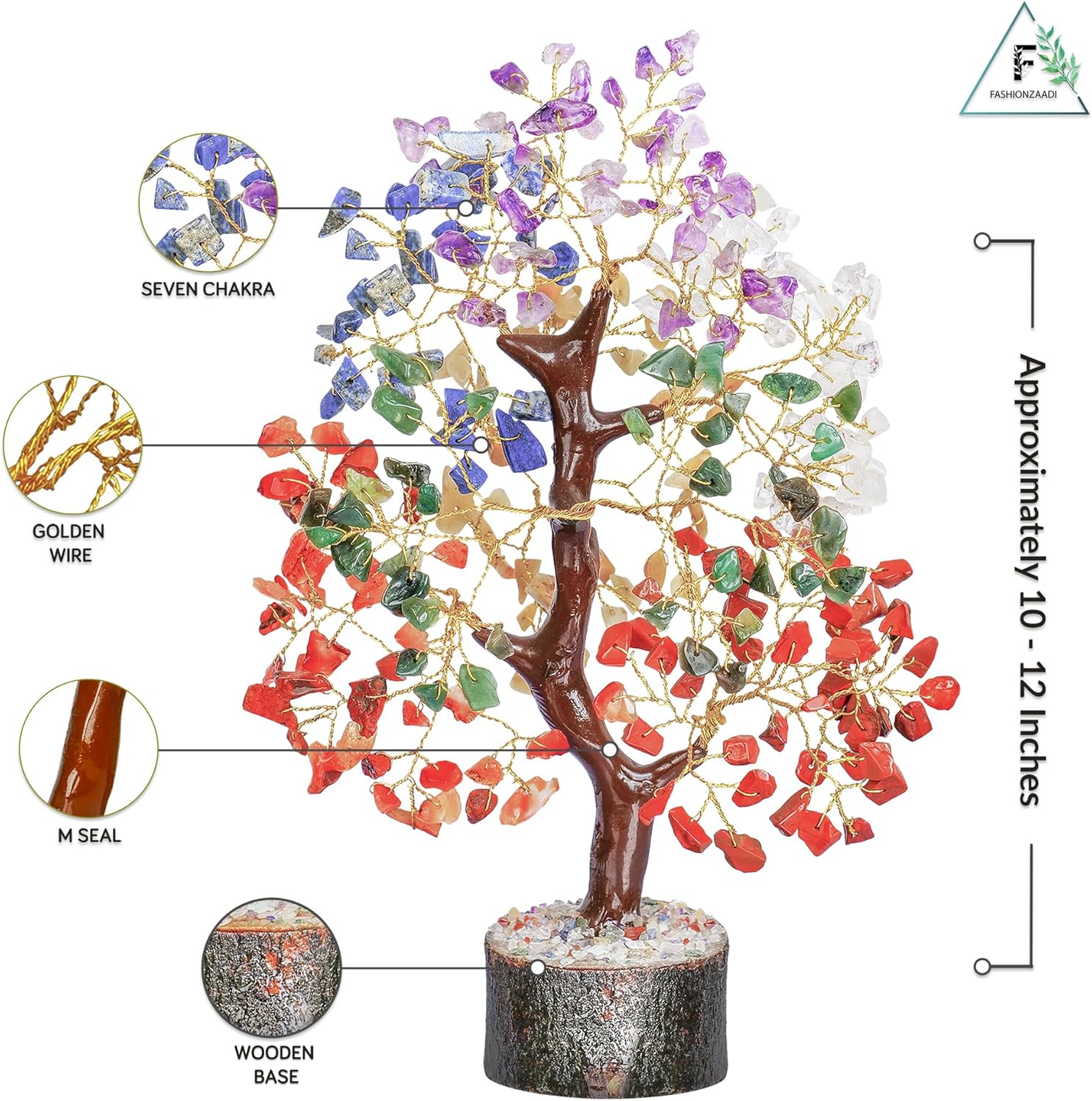 Árbol de 7 chakras, árbol de la vida de cristal, decoración de habitación astética, árbol de Feng Shui, piedras de chakras, cristales y piedras,