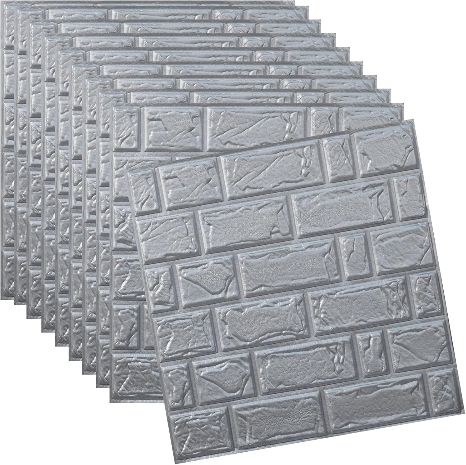 WAPANE Papel tapiz de ladrillo 3D autoadhesivo, 10 paneles de pared autoadhesivos, espuma de polietileno impermeable, pintable, para dormitorio,