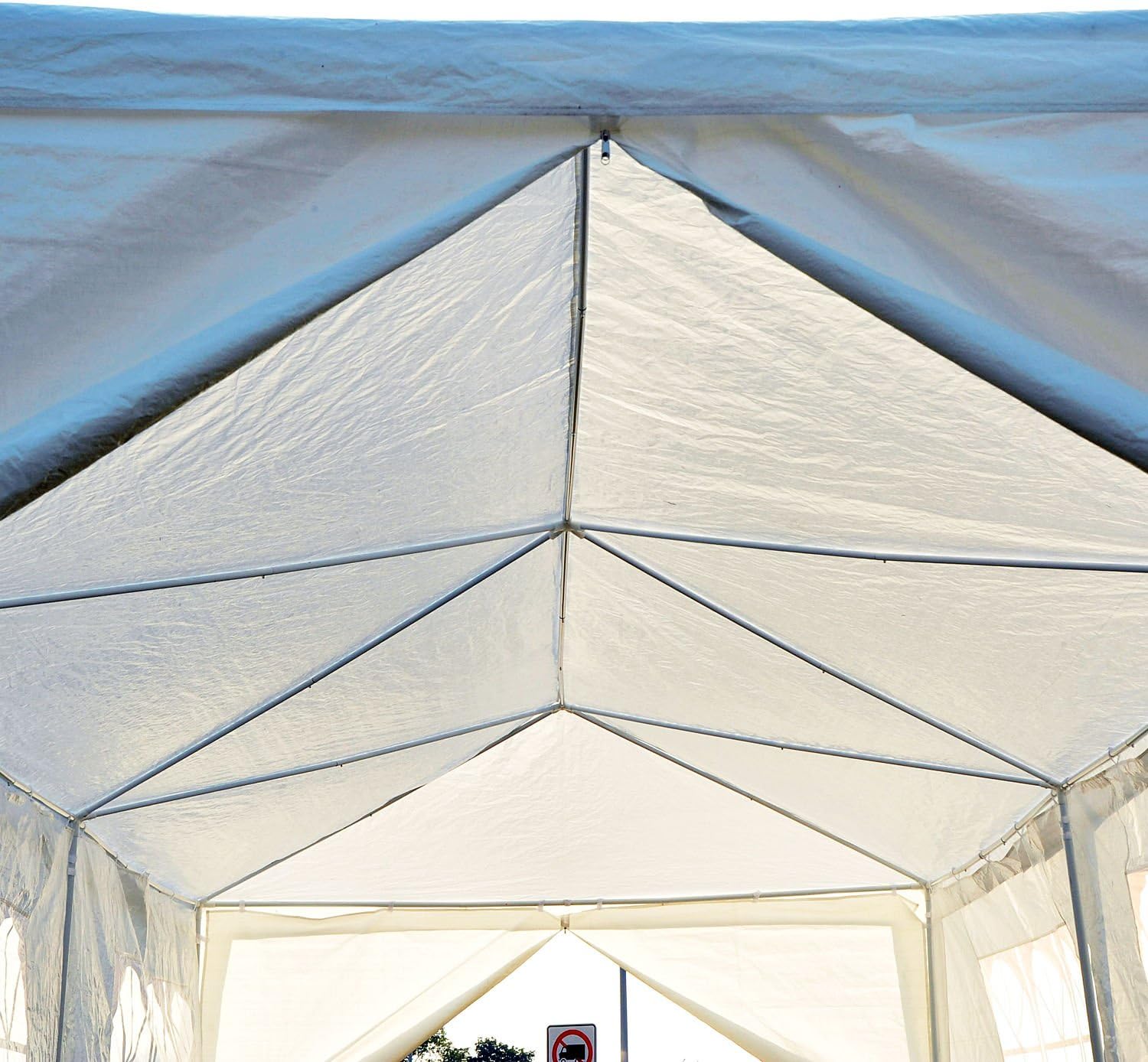 Outsunny Tienda de campaña con toldo para cenador con paredes laterales extraíbles, 10 x 30 pies, color blanco