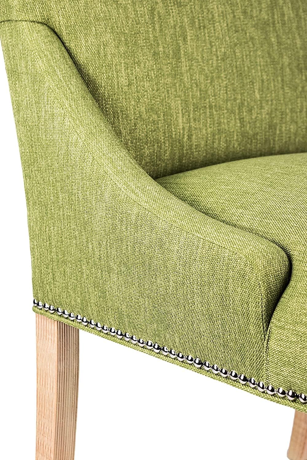 Sole Designs Marie Collection – Silla auxiliar de comedor doble tapizada con detalles de cabeza de clavo, color verde