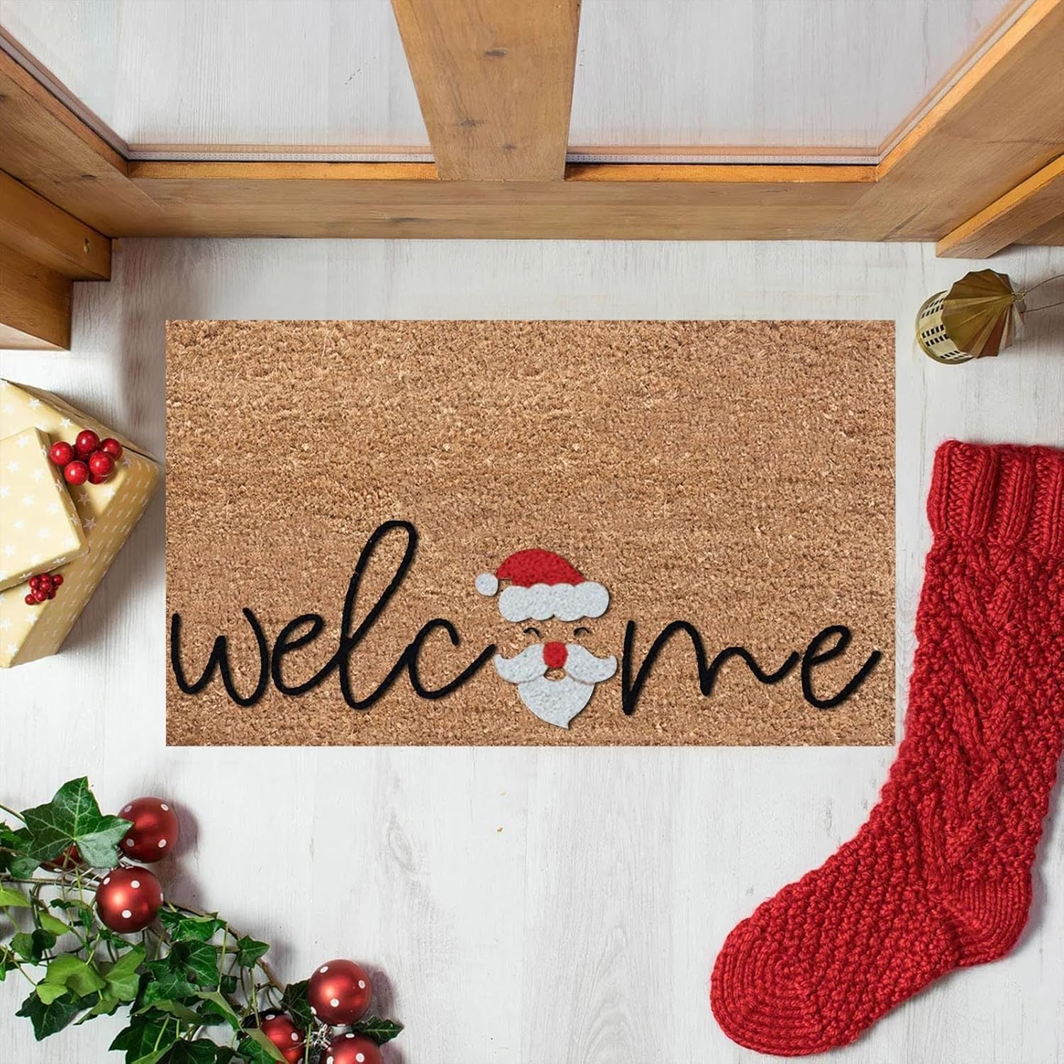 Tapete de puerta de Navidad para exteriores, 23.6 x 15.7 pulgadas, diseño de Welcome Merry Christmas Nightmare Before Christmas, tapete para puerta