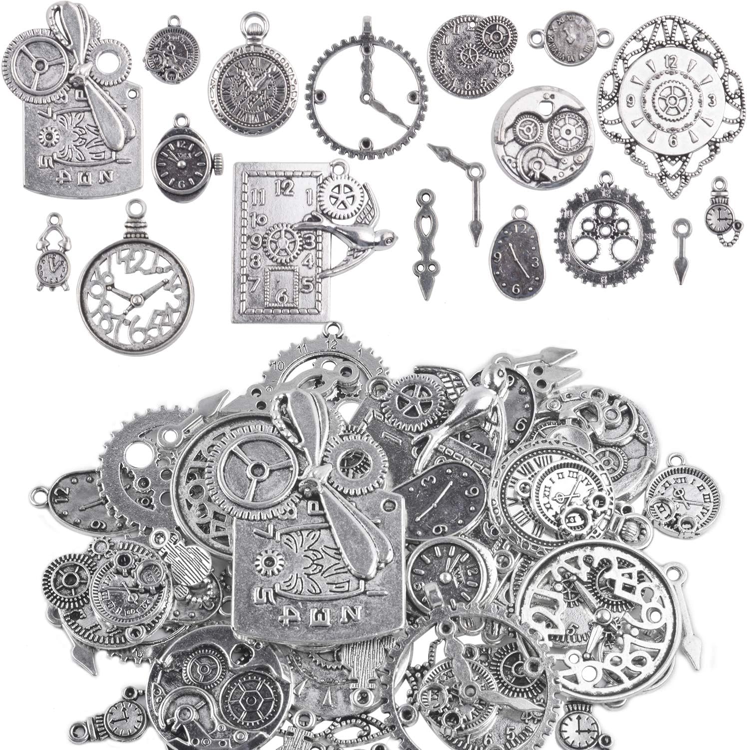 Aylifu Dije con dije de cara de reloj, 3.53 onzas, multiestilo, relojes y relojes, esfera de movimiento, engranajes, colgante steampunk, suministros