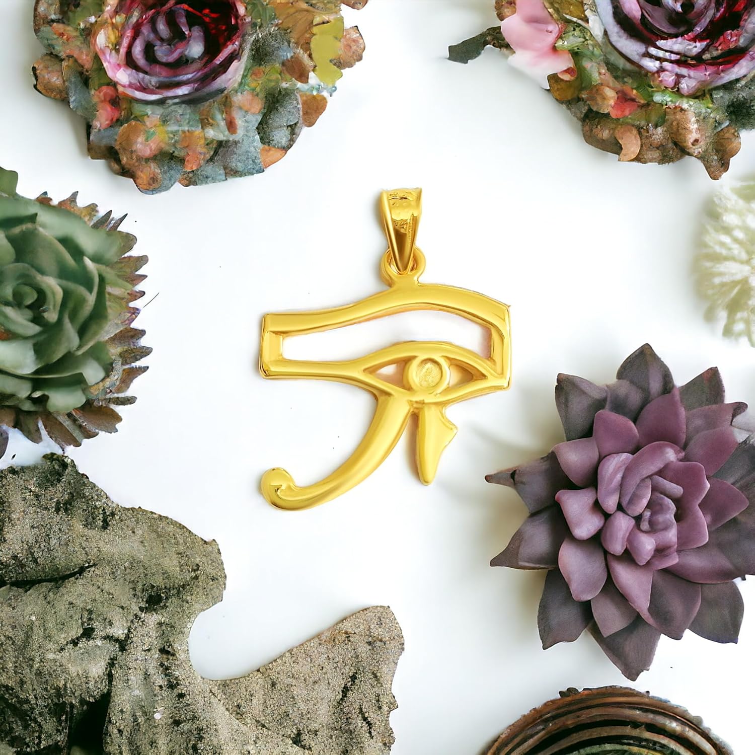Egyptian Jewelry Brass Ancient Egyptian Amulet, God and Goddess Talsiman Pendant, Divine Minimalist Vintage Gold Pendant Necklace Gift for Men and