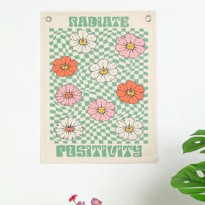 Ralxion Tapiz de positividad radiante, tapiz pequeño de 12 x 16 pulgadas para colgar en la pared del dormitorio, baño, para adolescentes y mujeres Ralxion Tapiz de positividad radiante, tapiz pequeño de 12 x 16 pulgadas para colgar en la pared del dormitorio, baño, para adolescentes y mujeres