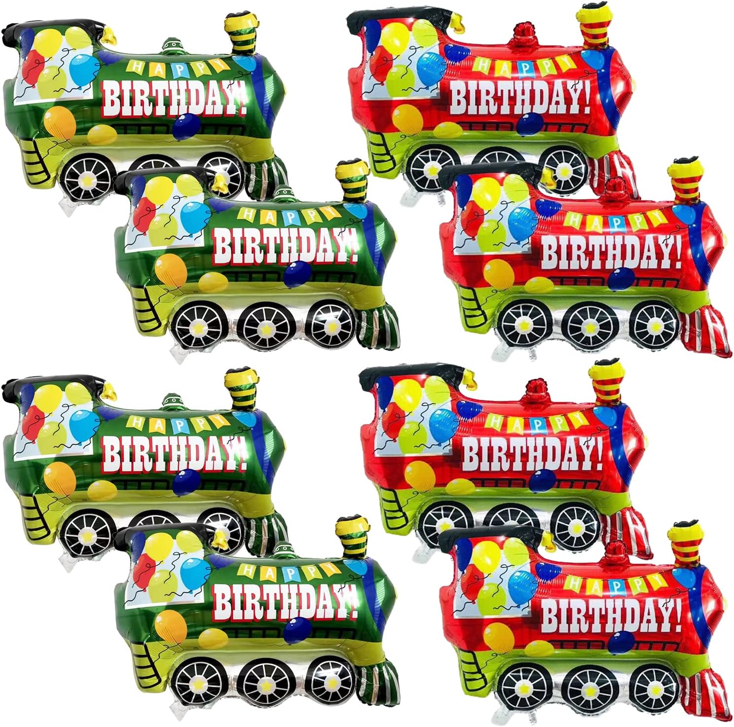 8 globos de papel de aluminio de tren para decoración de fiesta de cumpleaños de vapor, baby shower, suministros de fiesta