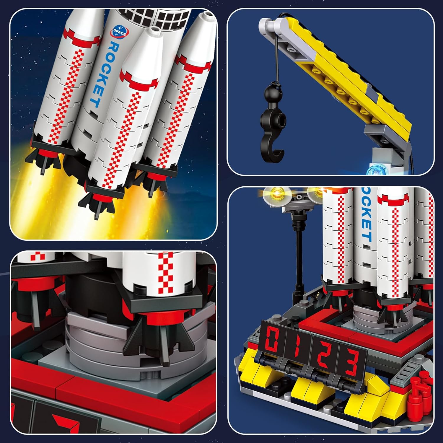 WishaLife City Space Exploration Rocket Toy – Juegos de bloques de construcción para niños de 6, 7, 8, 9, 10, 11, 12 años, Mars Rover, lanzador,
