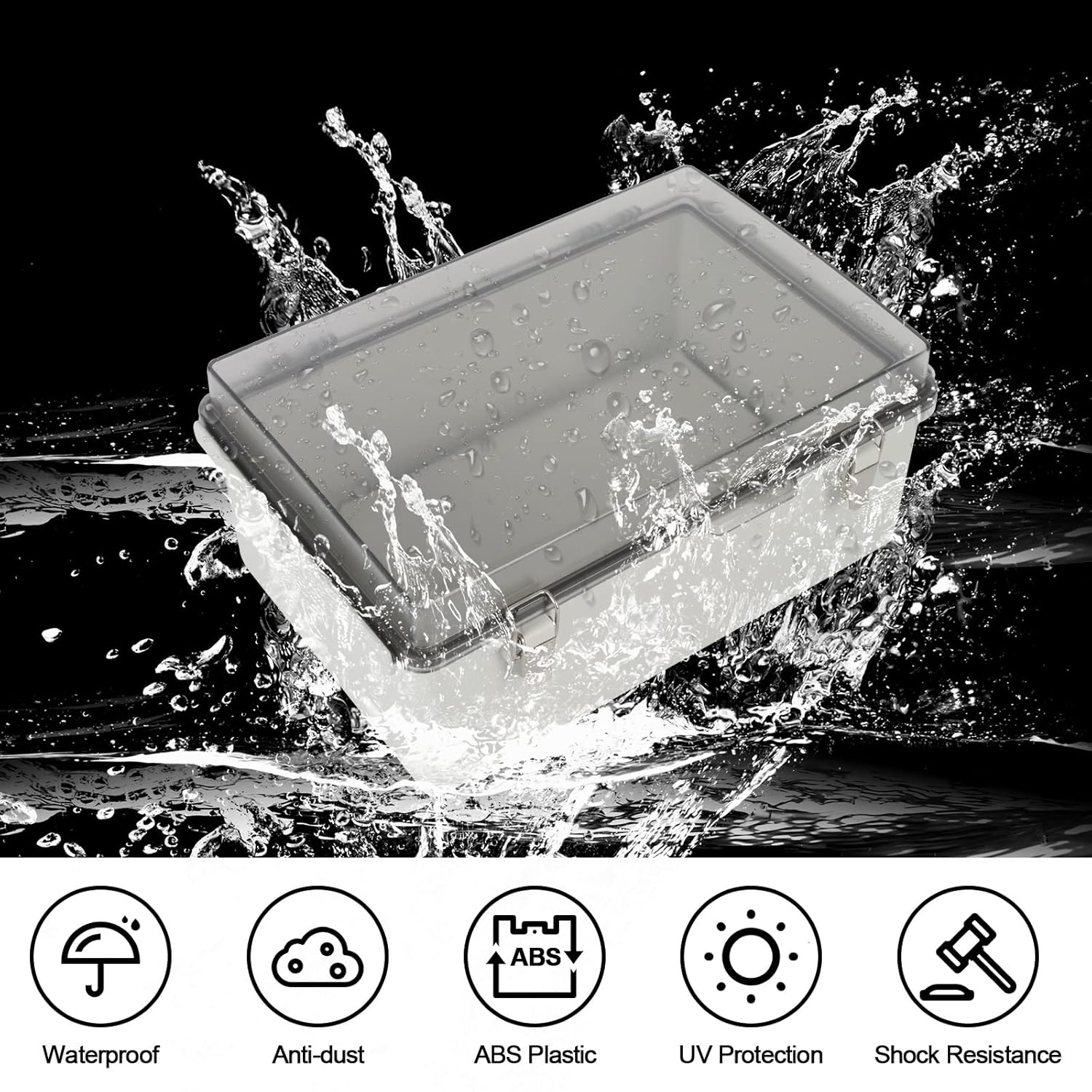 Caja de conexiones ABS plástico IP67 impermeable cajas eléctricas a prueba de polvo recinto eléctrico universal con soporte de pared para proyecto