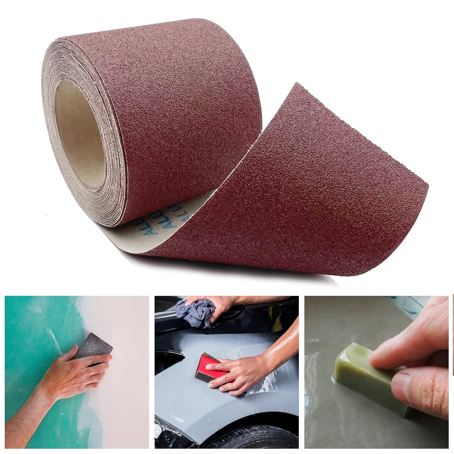 Rollo de tela de esmeril de grano 120, 4.5 pulgadas de ancho y 32.8 pies de largo (equivale a 14 hoja de papel de lija 71 piezas) rollos de papel de