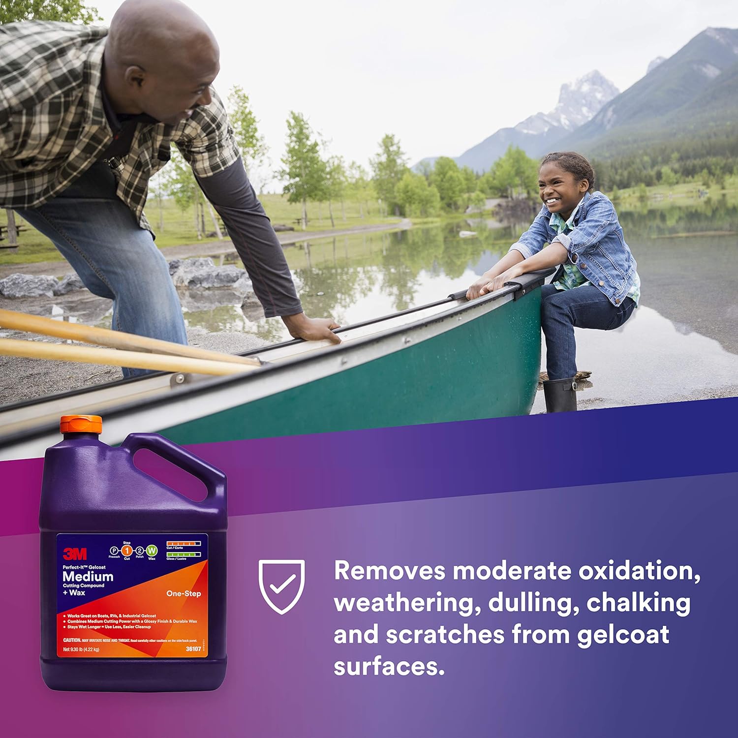3M Perfect-It Gelcoat – Compuesto de corte medio + cera, 36107, 1 galón, proceso de un solo paso, P1500 y arañazos más finos, removedor de oxidación