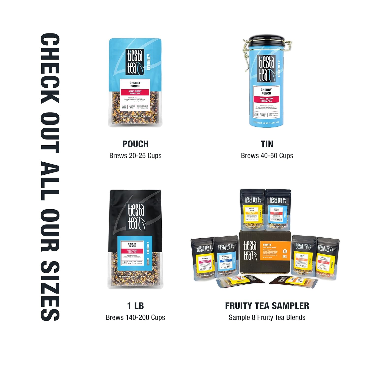 Tiesta Tea – Cherry Punch  Hoja suelta  Té de hierbas de cereza dulce  Mezcla premium  Mezcla de frutas sin cafeína  Caliente o helado hasta 200