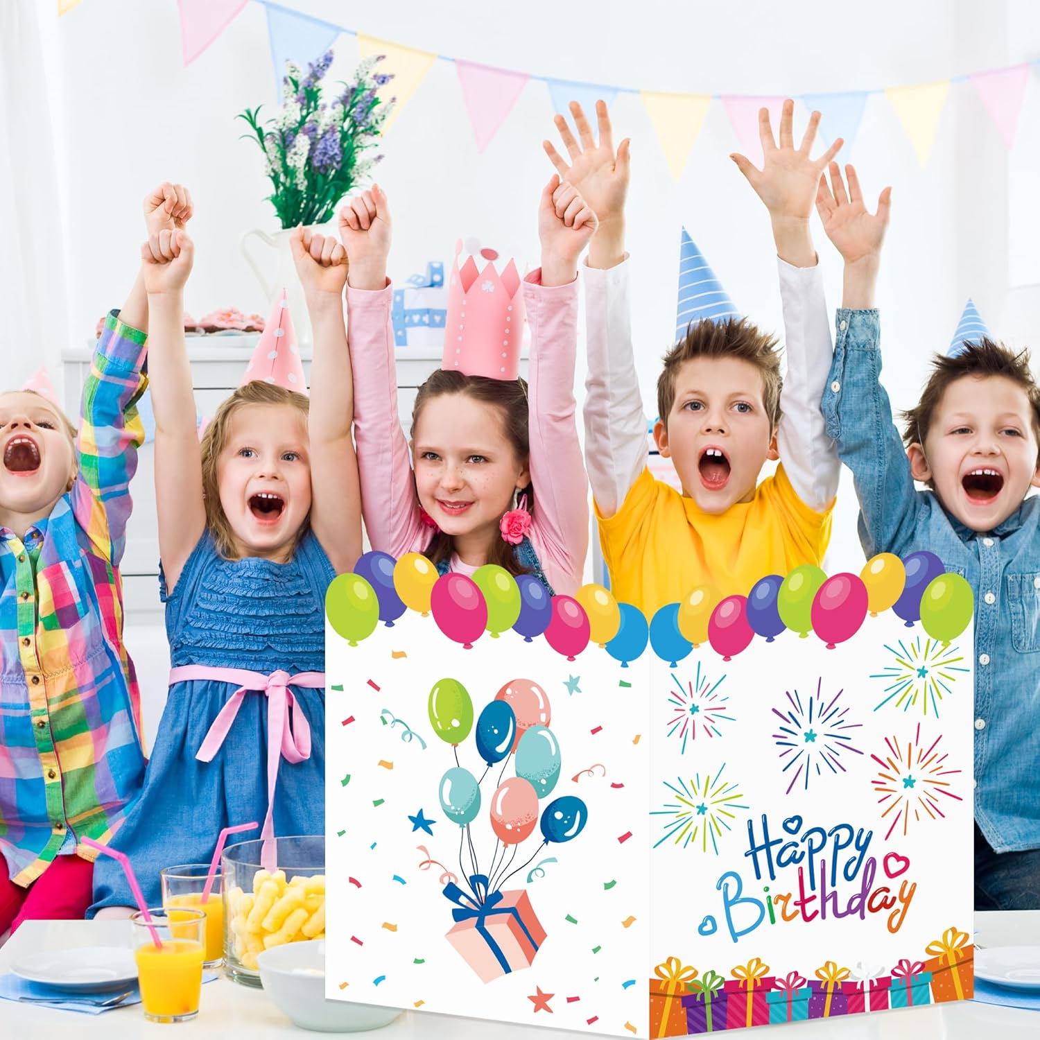 Yoqipati Tarjeta de cumpleaños gigante, libro de invitados gigante, 14 x 22 pulgadas, tarjetas de felicitación de cumpleaños gigantes grandes para