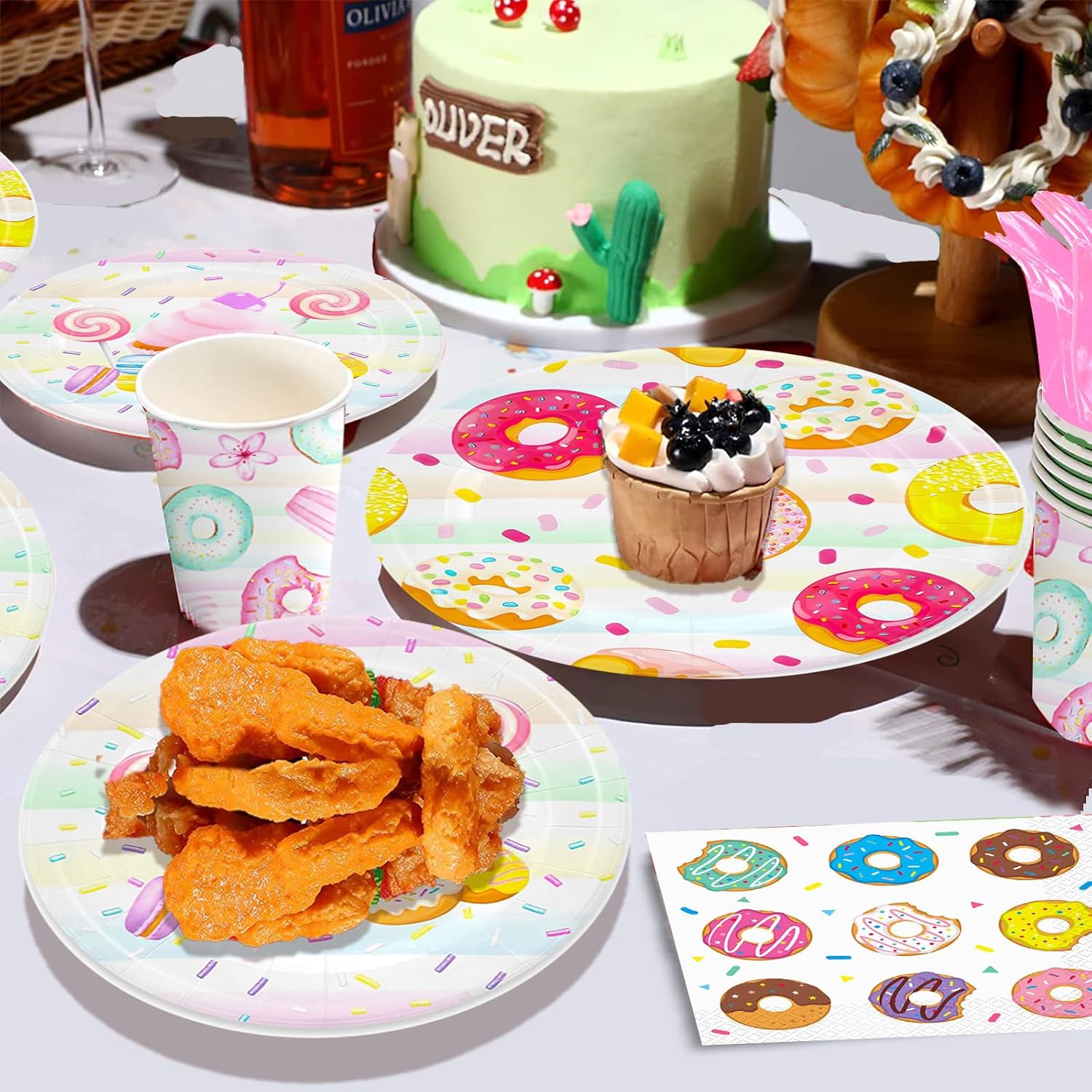 195 piezas de decoración de fiesta de cumpleaños Sweet One, suministros de fiesta de Hombae Donut para niña, telón de fondo, guirnalda de globos,