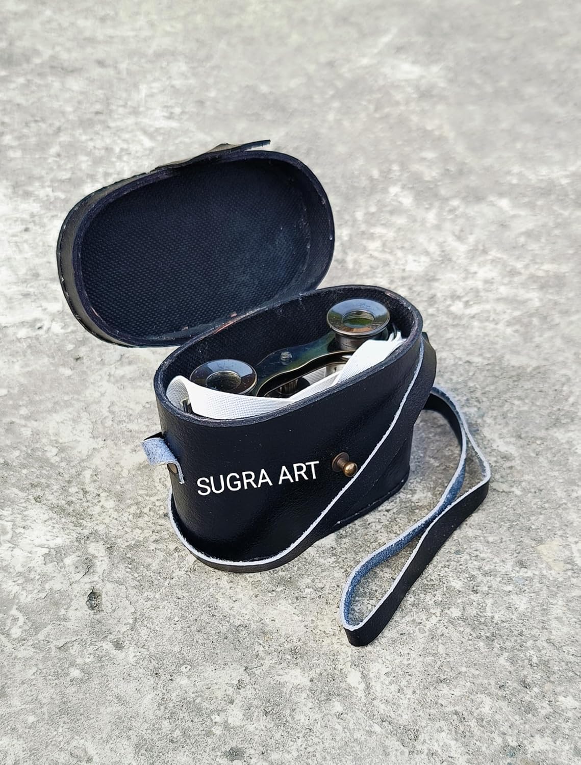 Sugra Art Prismáticos de latón antiguo capitanes de 4 pulgadas, binocular náutico de cuero blanco para niños y adultos prismáticos vintage y marinos