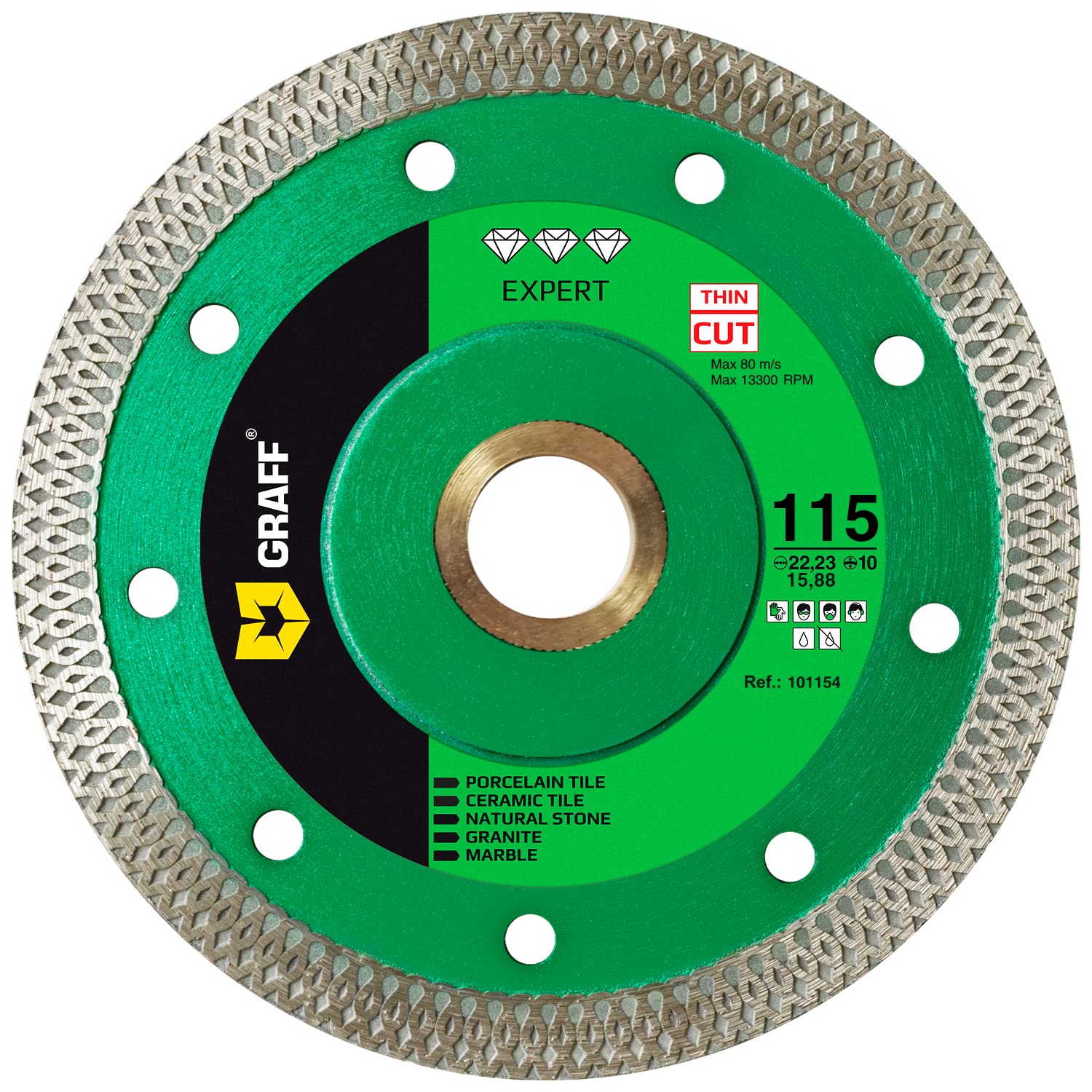 GRAFF Hoja de diamante súper fina de porcelana y cerámica de 4  pulgadas, rueda de corte de diamante para azulejos duros, cerámica, piedra natural,