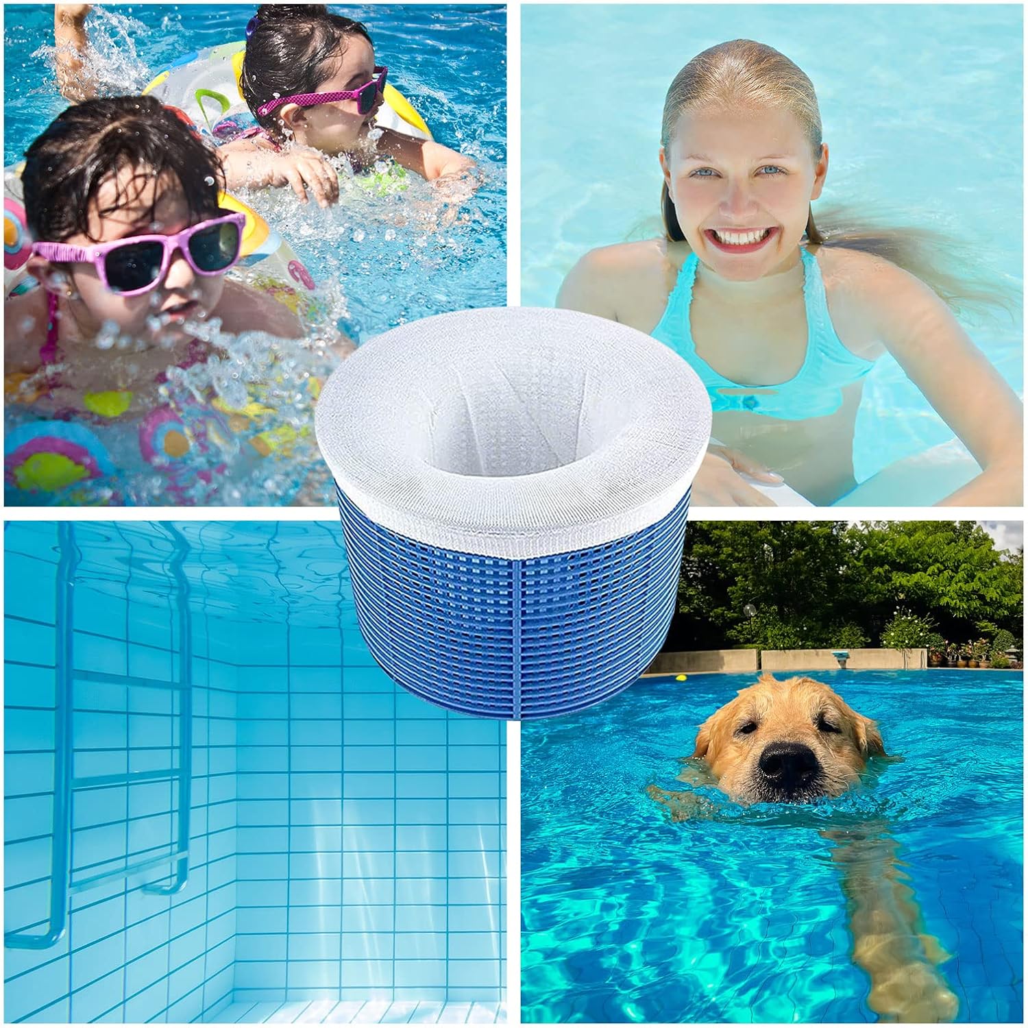 60 calcetines de filtro para piscina sobre el suelo y en el suelo, redes de piscina para limpieza, calcetines de malla ultra fina para cesta de