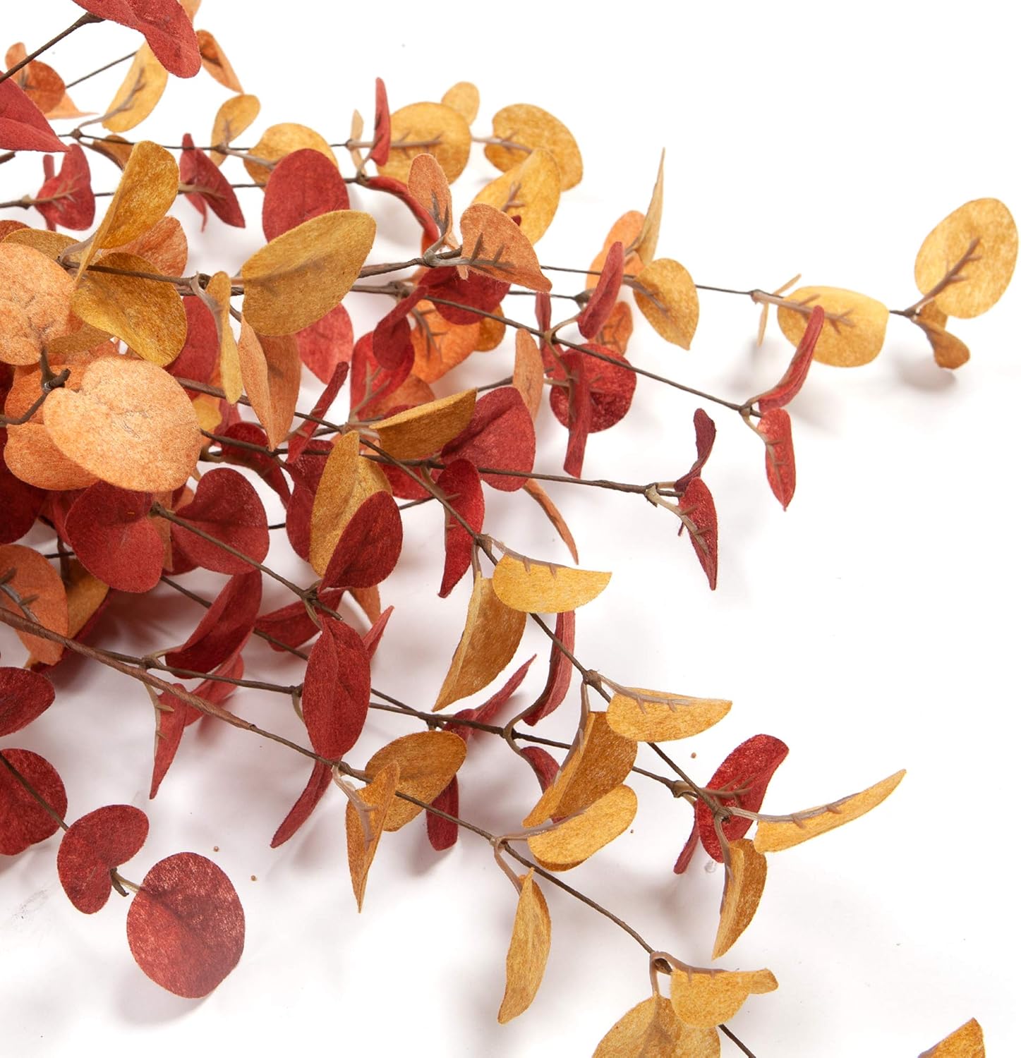 6 tallos artificiales de eucalipto para decoración de otoño con hojas de eucalipto otoñales, decoraciones de otoño para oficina y hogar, plantas