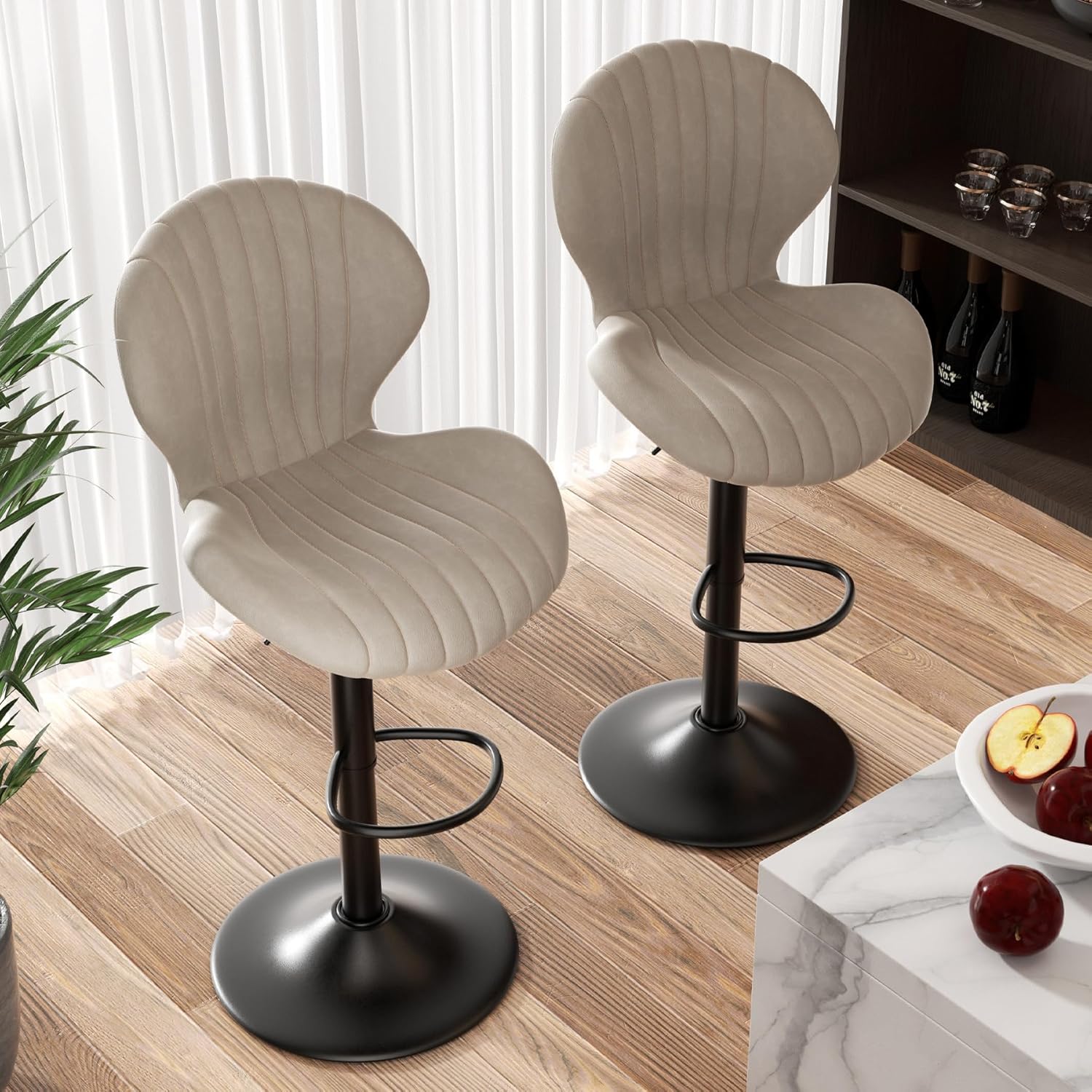 Nalupatio Juego de 1 taburetes de bar modernos giratorios, altura de mostrador con respaldo alto, fácil montaje de 3 a 5 minutos para bar, cocina,