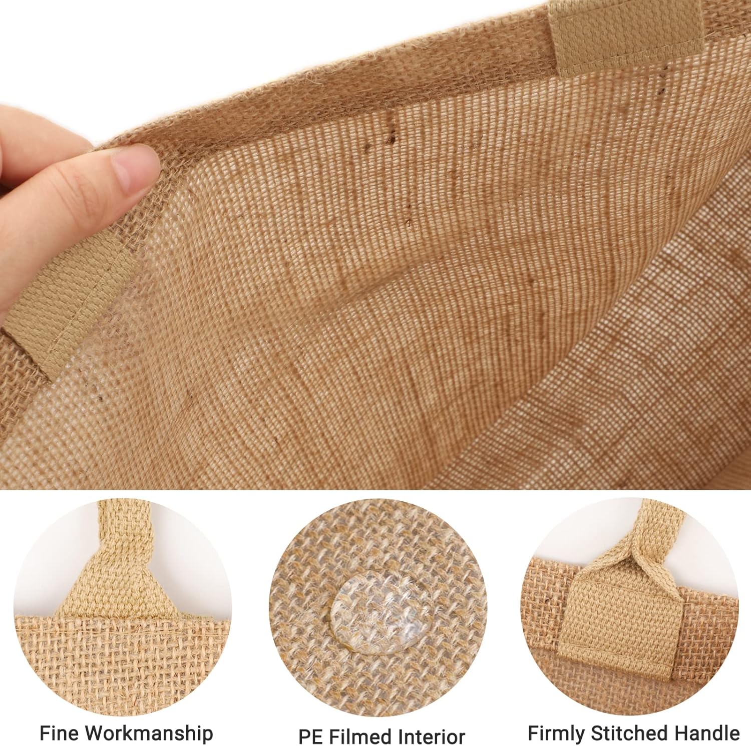 Segarty Bolsas de mano, paquete de 12 bolsas grandes de arpillera reutilizables de lona de yute para regalos con asas, bolsa en blanco a granel para