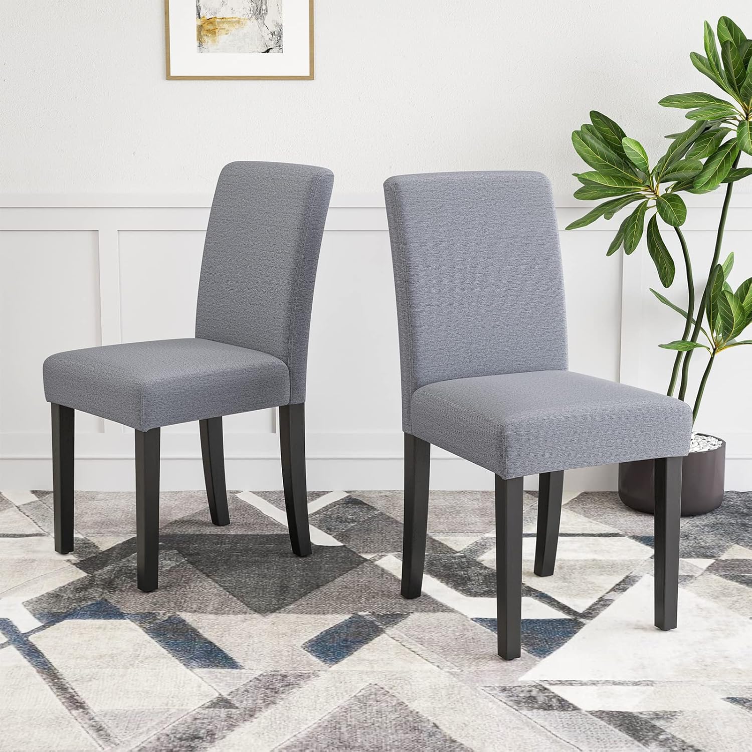 Farini Parsons – Sillas de comedor, sillas de mesa de cocina de tela sin brazos, sillas Parson, sillas de cocina tapizadas, juego de 2, sillas de