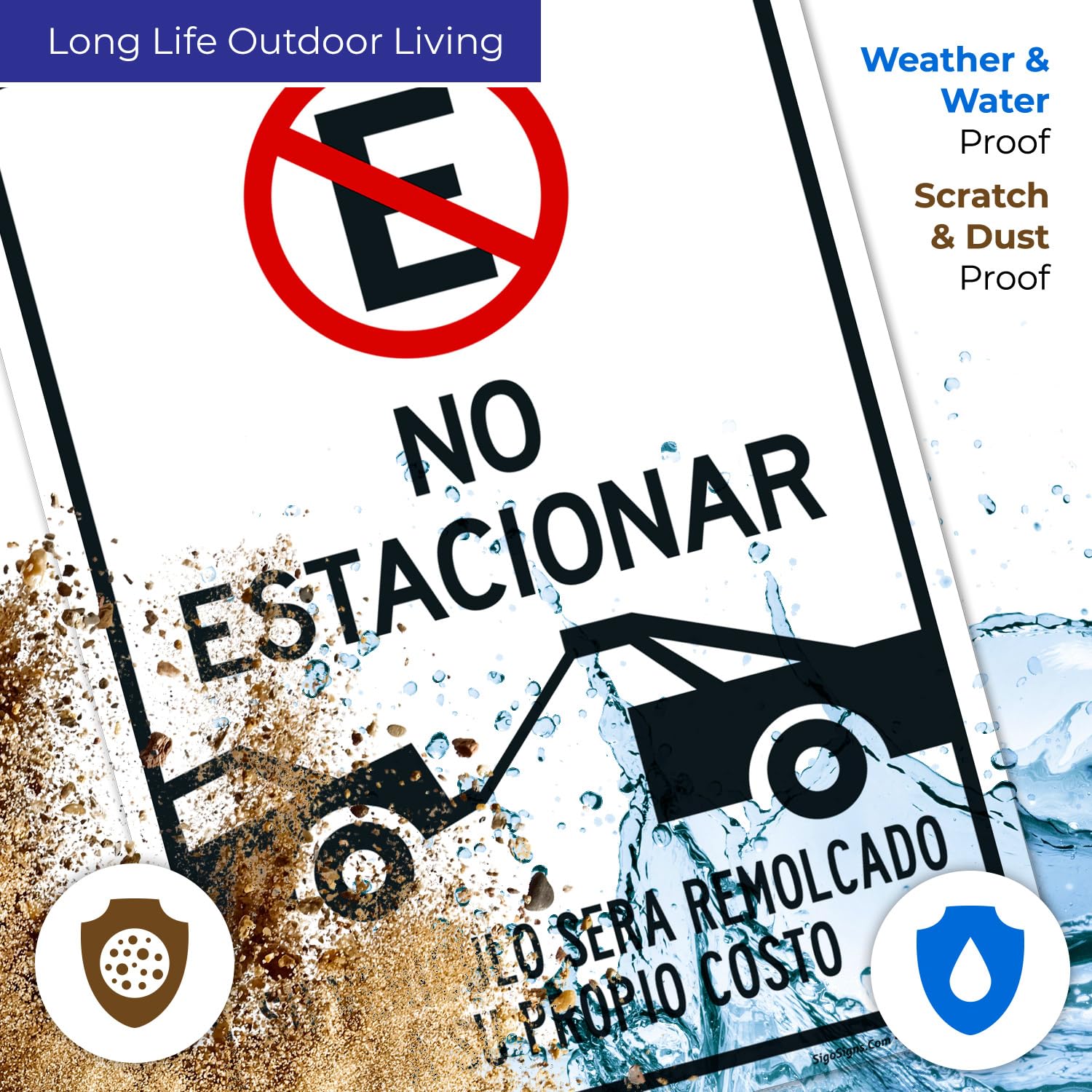 Letrero en español Do Not Parking Vehicle Will Be Towed Away at Owner Expense, 10 x 14 pulgadas, aluminio 040, resistente a la decoloración,