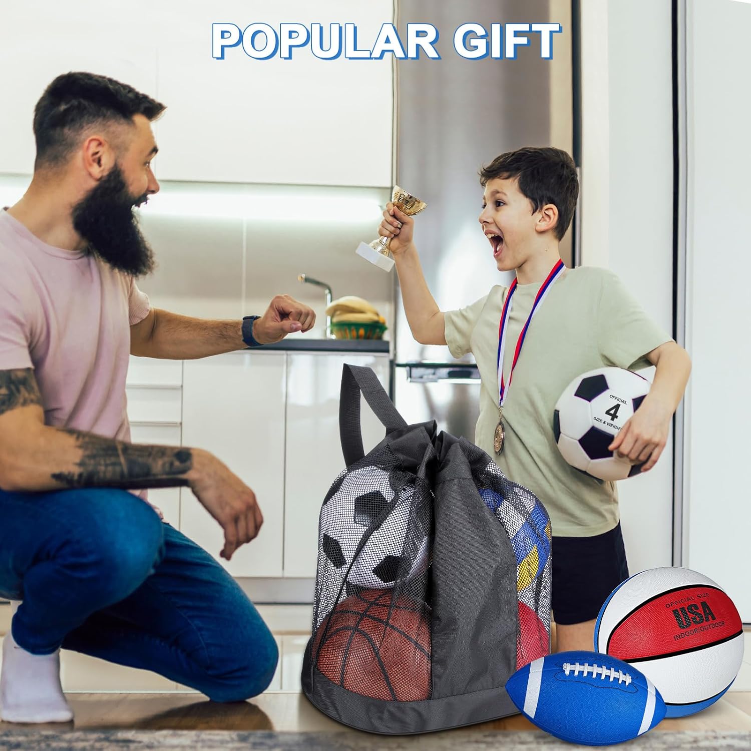 Juego de 18 pelotas deportivas para niños y adolescentes, tamaño oficial, baloncesto, fútbol, voleibol, fútbol, parque infantil, béisbol, equipo