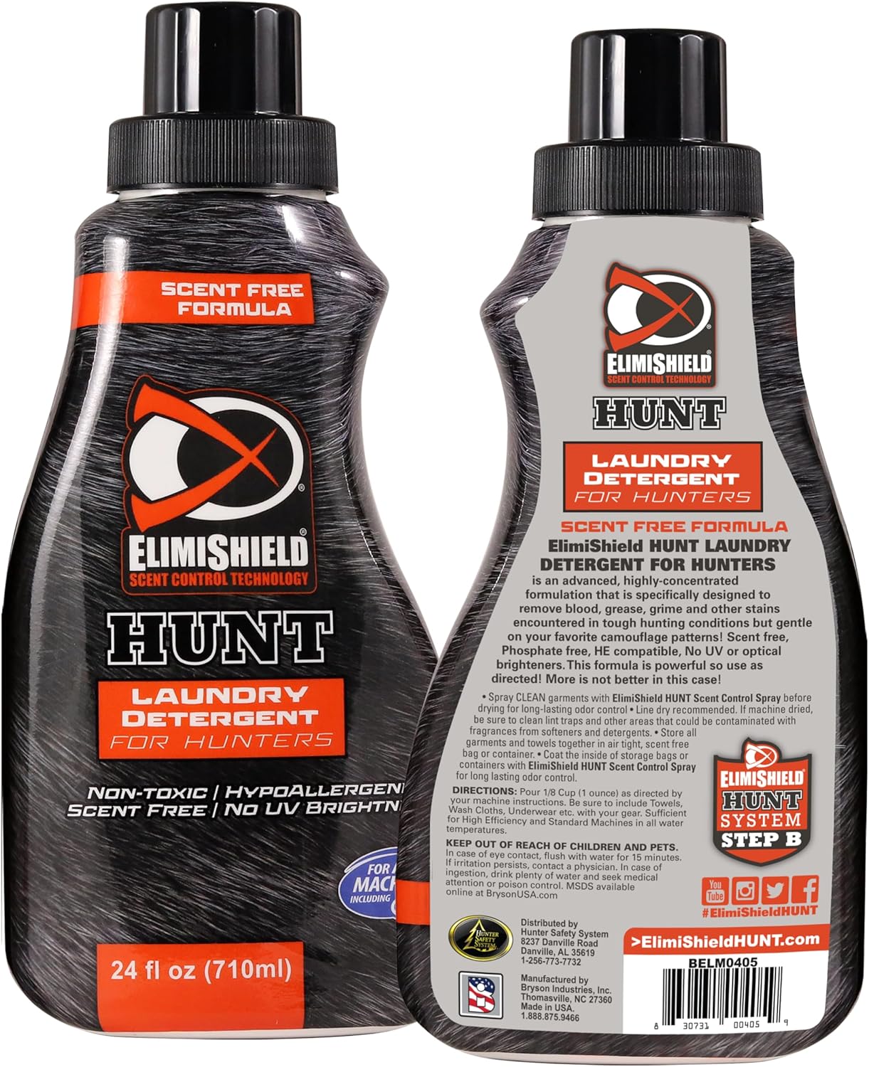 Hunter Safety Sistem – Detergente para ropa ElimiShield HUNT sin aroma, eliminador de olores para caza, 24 onzas, paquete de 2