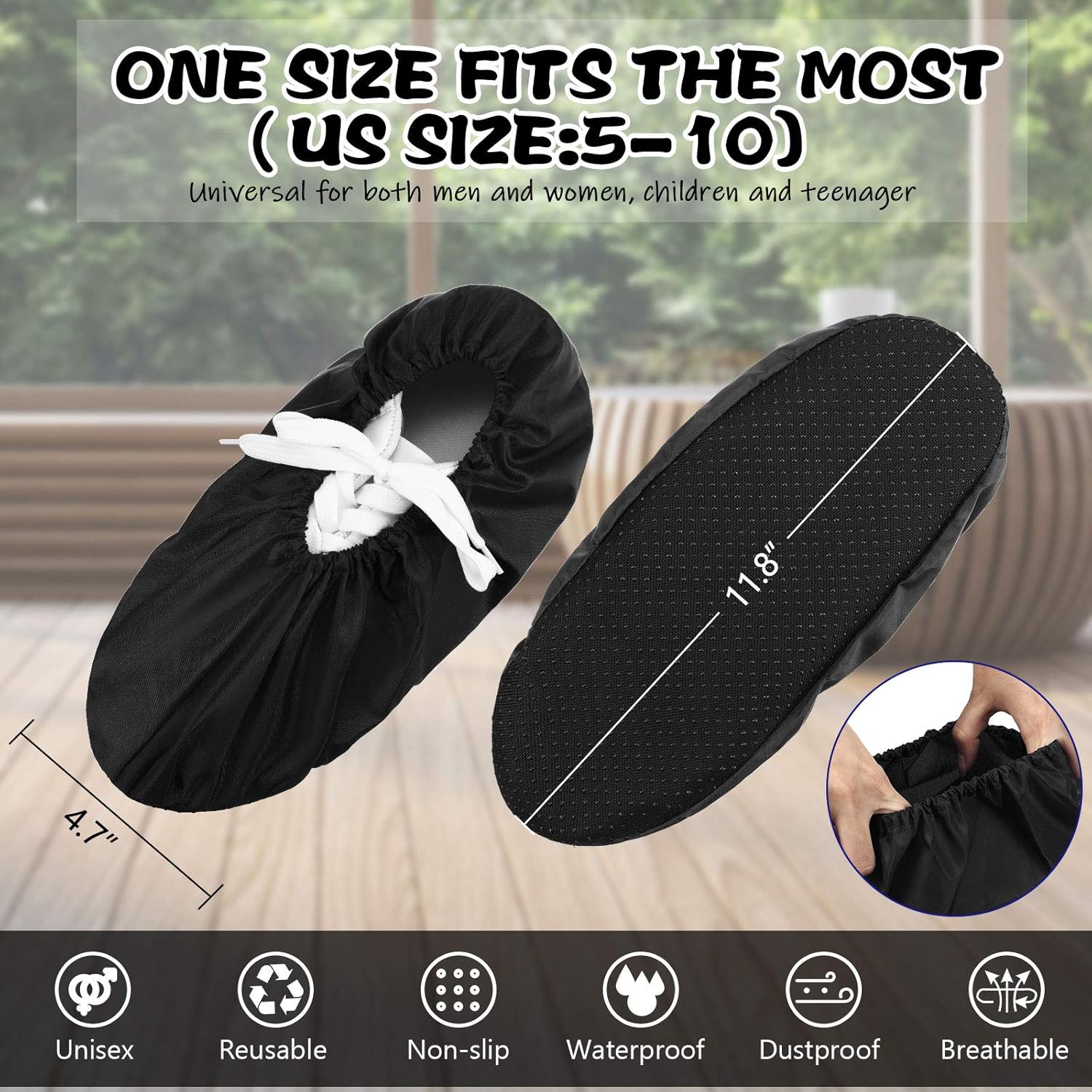 12 pares de fundas reutilizables para zapatos, antideslizantes, impermeables, elásticas, cómodas, a prueba de polvo, lavables a máquina, para el