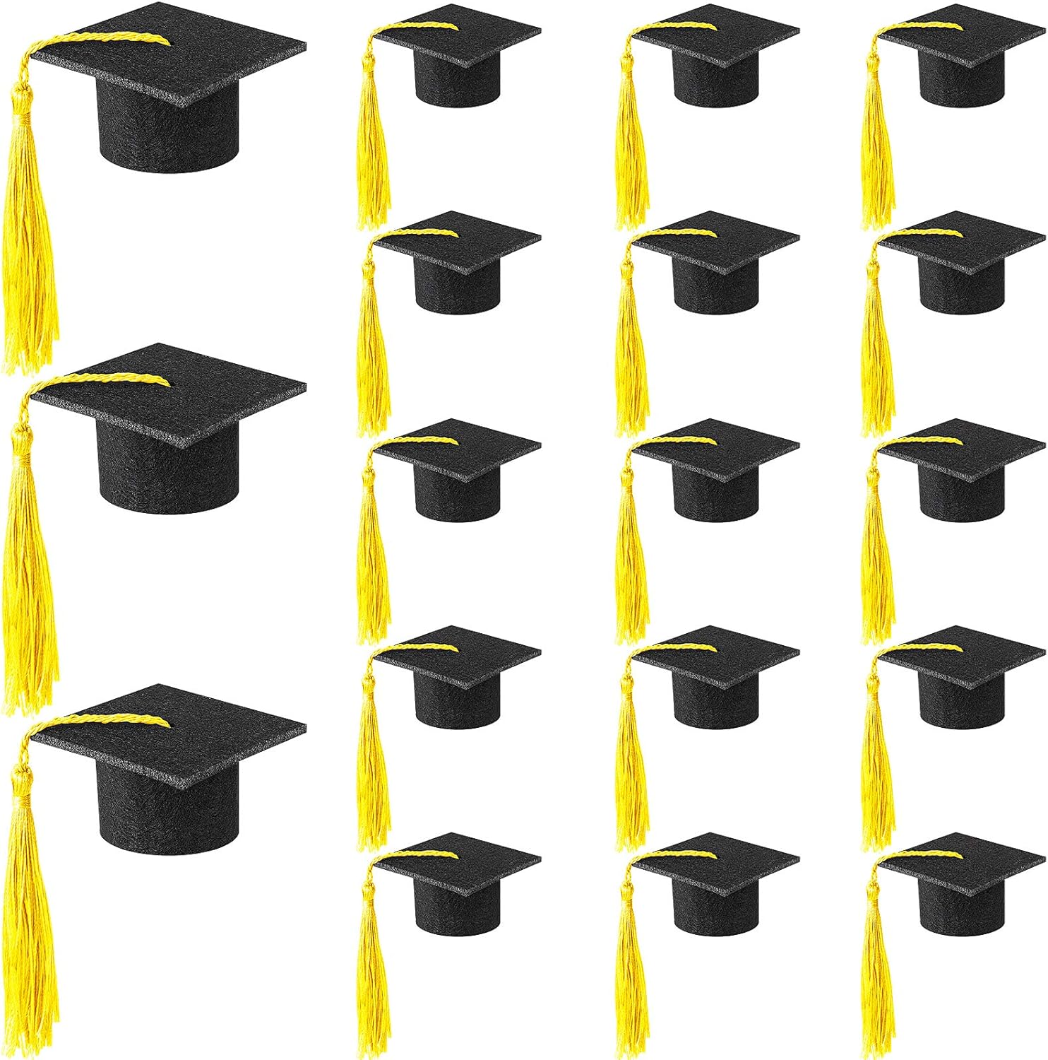 18 mini gorras de graduación 2024 con borlas, decoración de botella de vino de graduación, licenciatura, graduación, sombrero, decoraciones de