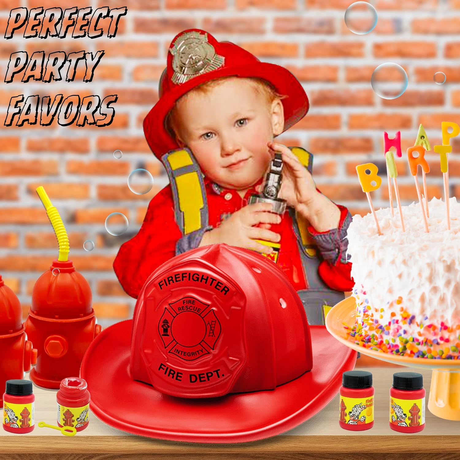 4E’s Novelty Mini botellas de burbujas a granel para bombero, recuerdos de perro de pata  suministros de fiesta de bomberos, rellenos de bolsas de