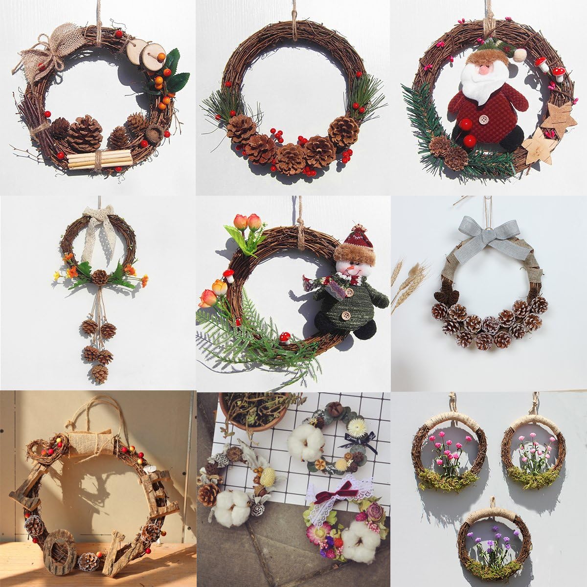 Corona de vid natural, corona rústica, base de manualidades para corona de Navidad, guirnalda de puerta, decoración del hogar, regalo, decoración