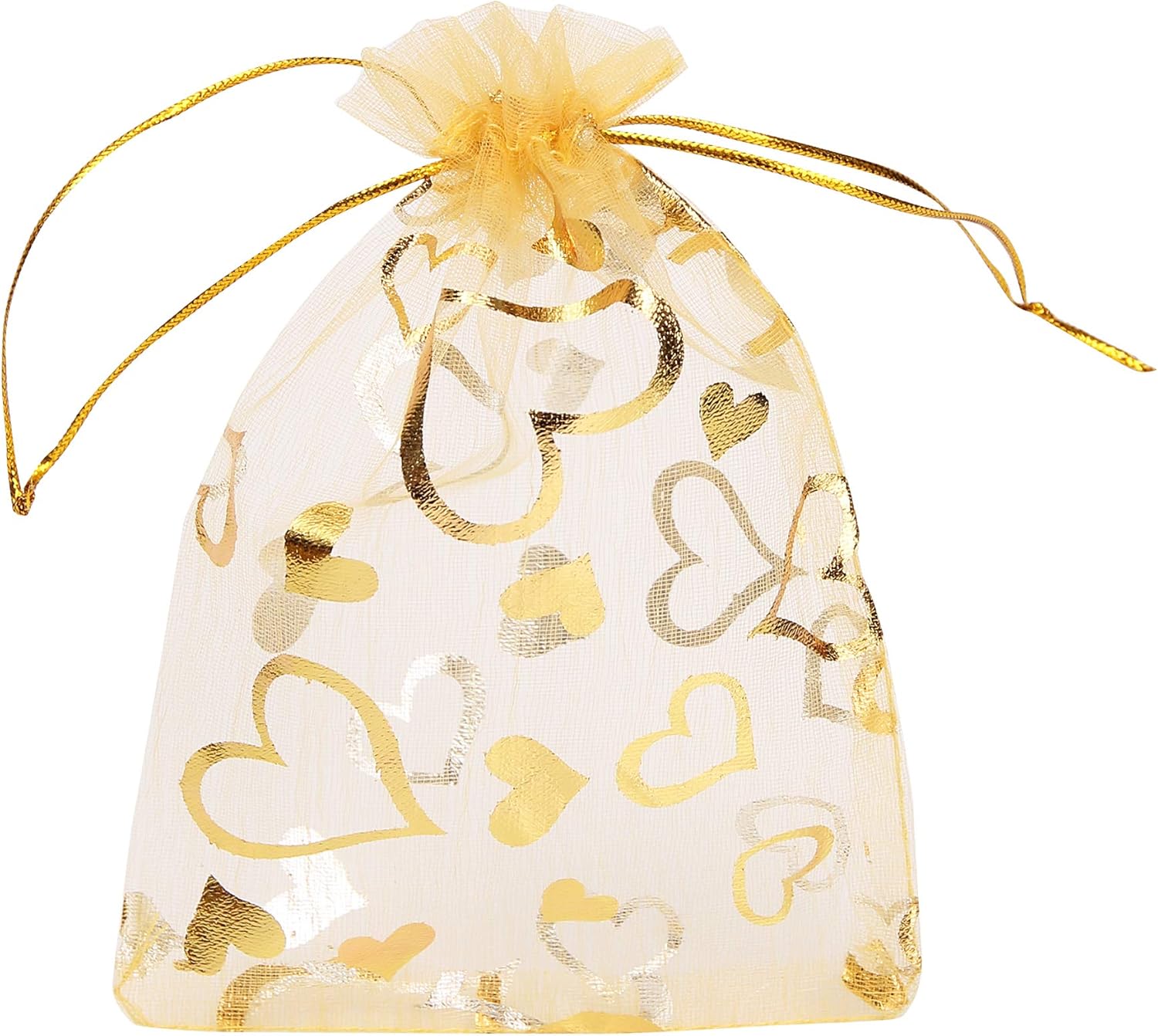 100 bolsas de organza de corazón transparente de 4 x 6 pulgadas con cordón para dulces de Navidad, joyas, fiesta, boda, bolsa de regalo