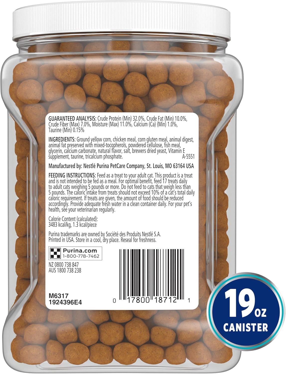 DentaLife Purina Made in USA Facilities – Golosinas dentales para gatos, sabroso sabor a pollo, recipiente de 19 onzas