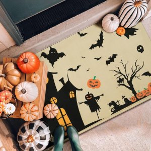 Alishomtll Decoración de Halloween, tapete de puerta de Halloween para puerta delantera, tapete de Halloween para entrada al aire libre, tapete de Alishomtll Decoración de Halloween, tapete de puerta de Halloween para puerta delantera, tapete de Halloween para entrada al aire libre, tapete de